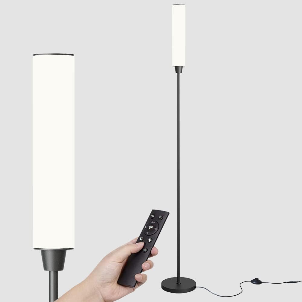 Nukanu Floor Lamp with Remote Control,Bright Floor Lamps for Living Room/Bedroom/Office, Stepless Adjustable 3000K-6000K Colors and 10-100% Brightness,Standing Light with Foot Switch (Black) | Standing Lamp for Living Room,Bedroom,Office,Stepless Adjustable 3000K-6000K Colors,10-100% Brightness