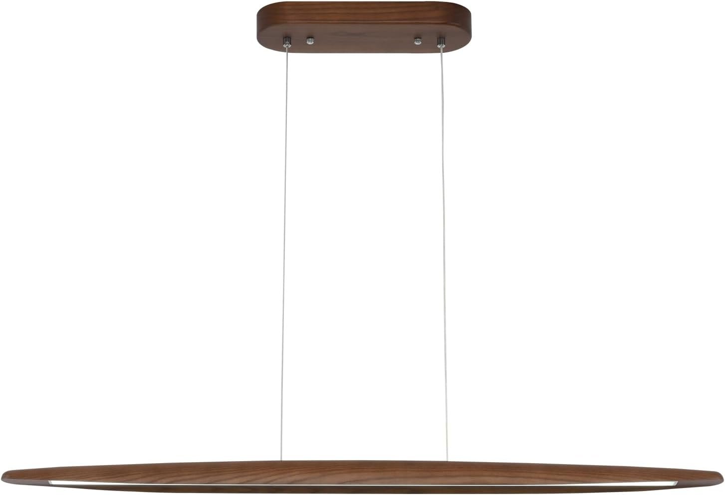 YISDESIGN 39″ Wood Linear Pendant Light LED Dimmable Hanging Light Dinning Room Light Fixture Island Lights 24w for Dining Room Kitchen Island Bar Walnut Color