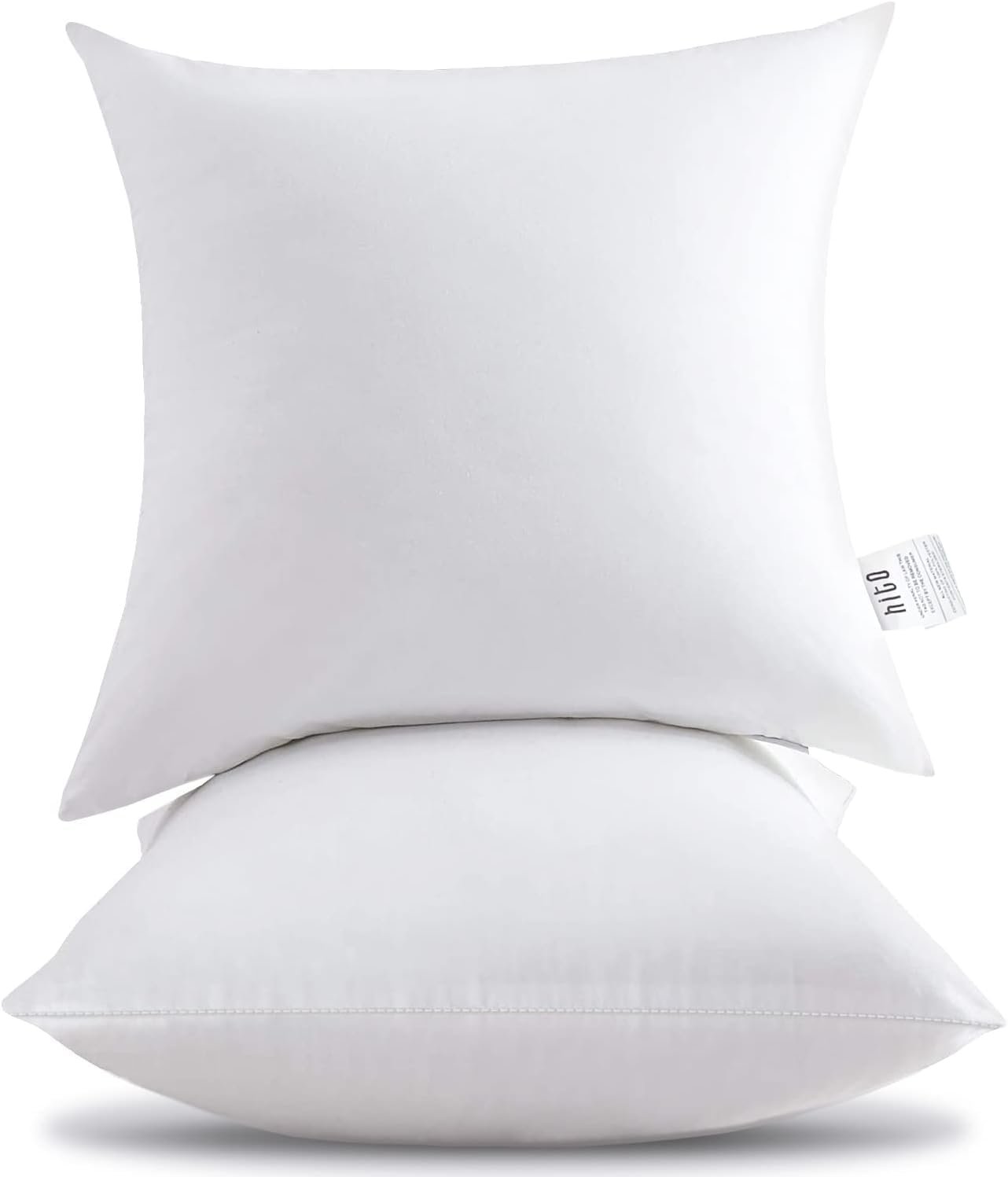 HITO 18×18 Pillow Inserts (Set of 2) – Down Alternative 100% Cotton Cover Decorative Square Throw Pillows White for Couch Bed Sofa
