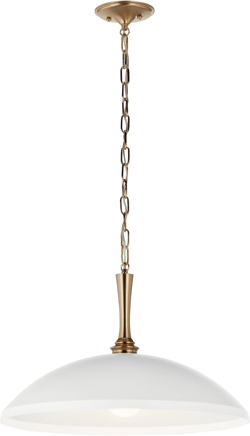 Kichler Delarosa 1-Light Pendant Light Fixture, Traditional Hanging Lamp with White Shade and Champagne Bronze Hardware for Kitchen Island, Dining Room, or Hallway (12.75″ x 20.25″), 52638WH