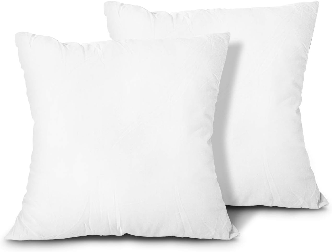 EDOW Throw Pillow Inserts, Set of 2 Lightweight Down Alternative Polyester Pillow, Couch Cushion, Sham Stuffer, Machine Washable. (White, 18×18)