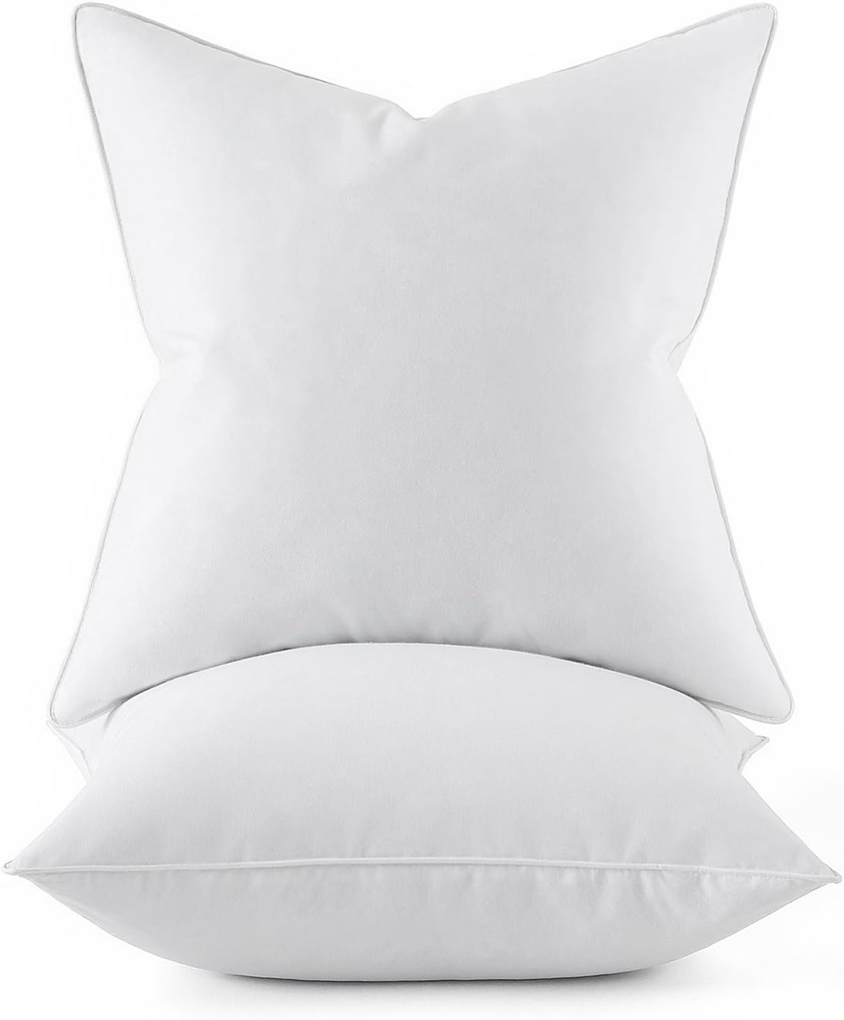 MIULEE 18×18 Feather Down Pillow Inserts Set of 2 Fluffy for Chop Look | Throw Pillows for Bed Couch Sofa, Fluffy Plump and No Smell Feather Down Fills with Down-Proof Cotton Cover