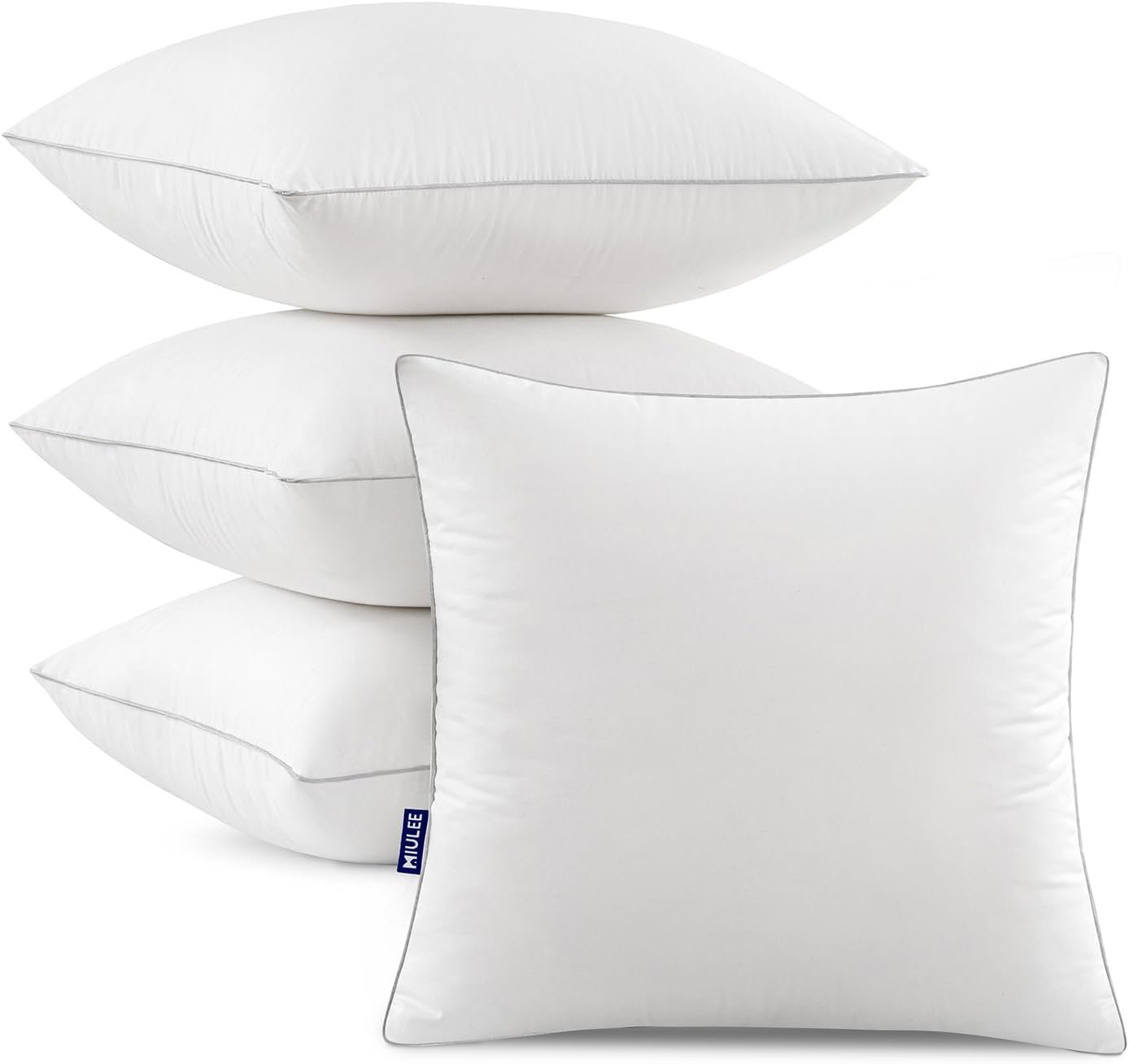 MIULEE 18×18 Pillow Inserts (Set of 4) -Decorative Throw Pillow with 100% Cotton Cover Square for Sofa Couch
