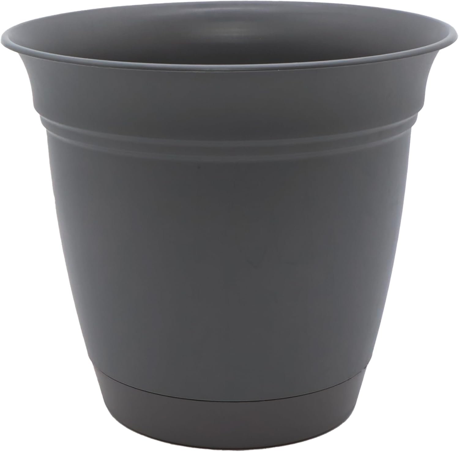 The HC Companies Eclipse Round Planter with Saucer – Outdoor & Indoor Plant Pot with Drainage Holes – Lightweight, UV-Resistant Plastic Pots for Plants, Flowers & Herbs (20″ Warm Gray, Pack of 1)