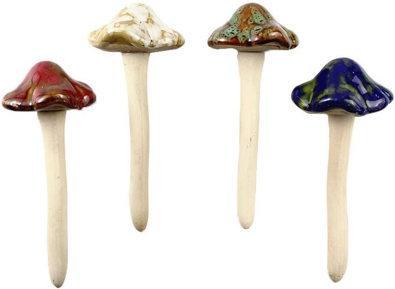 Danmu Garden Decor, 4pcs (Random Color) Ceramic Mushroom for Garden, Yard, Fairy Garden – Lawn Ornament Décor, Pottery Ornament 4.52″ in Height | Quality Ceramic,Vibrant Color,Weather Proof,Mushroom Garden Decor,Fairy Garden Decor,Darden Decor for Outside