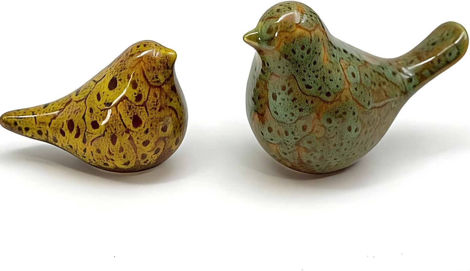 Two-piece set of parent-child bird statues, modern home decor, with removable storage holes, suitable for bedrooms, living rooms, offices, and fireplace mantel decorations. (Kiln color change)