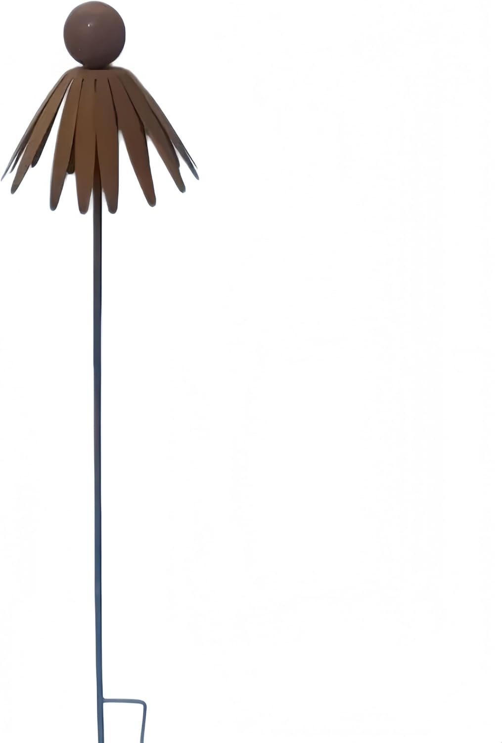 Rustic Metal Coneflower Garden Stakes, Set of 3, Rusted Iron Daisy Yard Art, 30.71×5.12 Inch, Weather-Resistant Lawn Pathway, Patio Decor (Bronze)