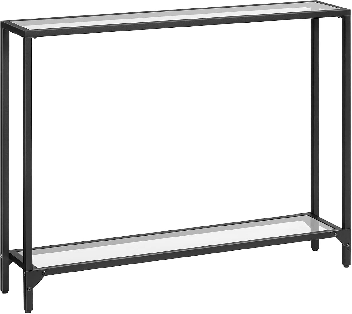HOOBRO 39.4″ Narrow Console Table, Tempered Glass Sofa Table, Behind Couch Table Modern Entryway Table, Metal Frame, for Living Room, Hallway BK04XG01