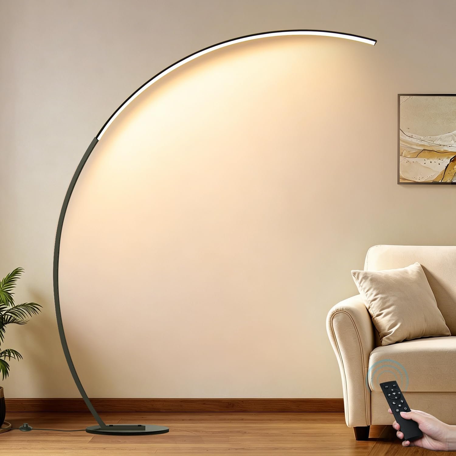 Dimmable LED Lamps for Living Room with 3 Color Temperatures, Ultra Bright 2000LM Arc Floor Lamps, Modern Standing Tall Lamp with Remote Control Reading Floor Lamp for Bedroom Office Classroom