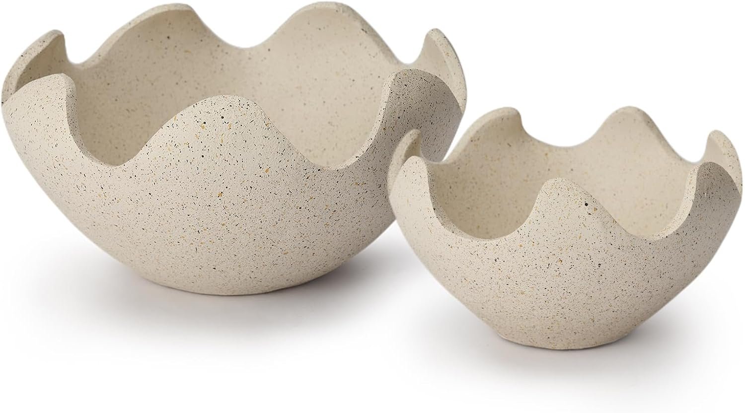 Wavy Decorative Bowl Home Decor, Set of 2 Fruit/Key Bowl Decor | Modern Decorative Fruit Bowl, Catchall/Purse/Key Bowl, Kitchen Counter, Dining/Coffee/Entryway Table, Spotted White