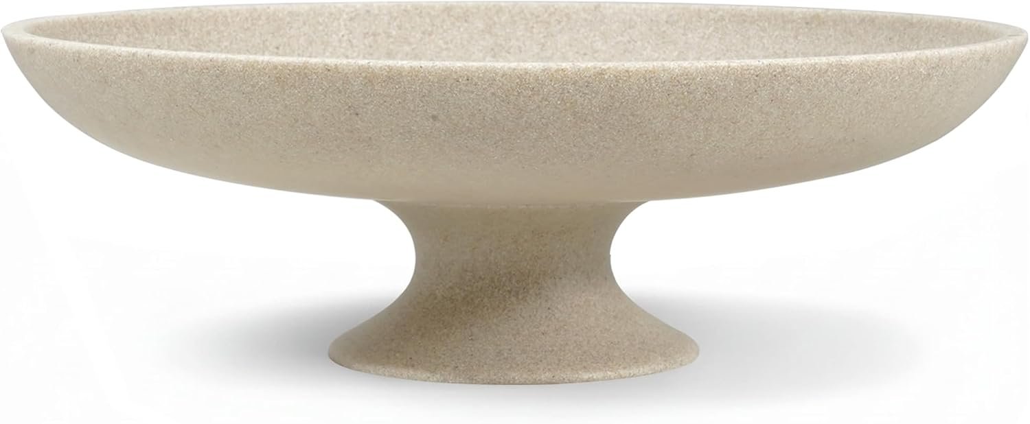 Beige Decorative Fruit Bowl, 11.45″ Large Modern Pedestal Bowl for Kitchen Counter, Coffee Table, Entryway Table, Centerpiece Catch All Key Bowl