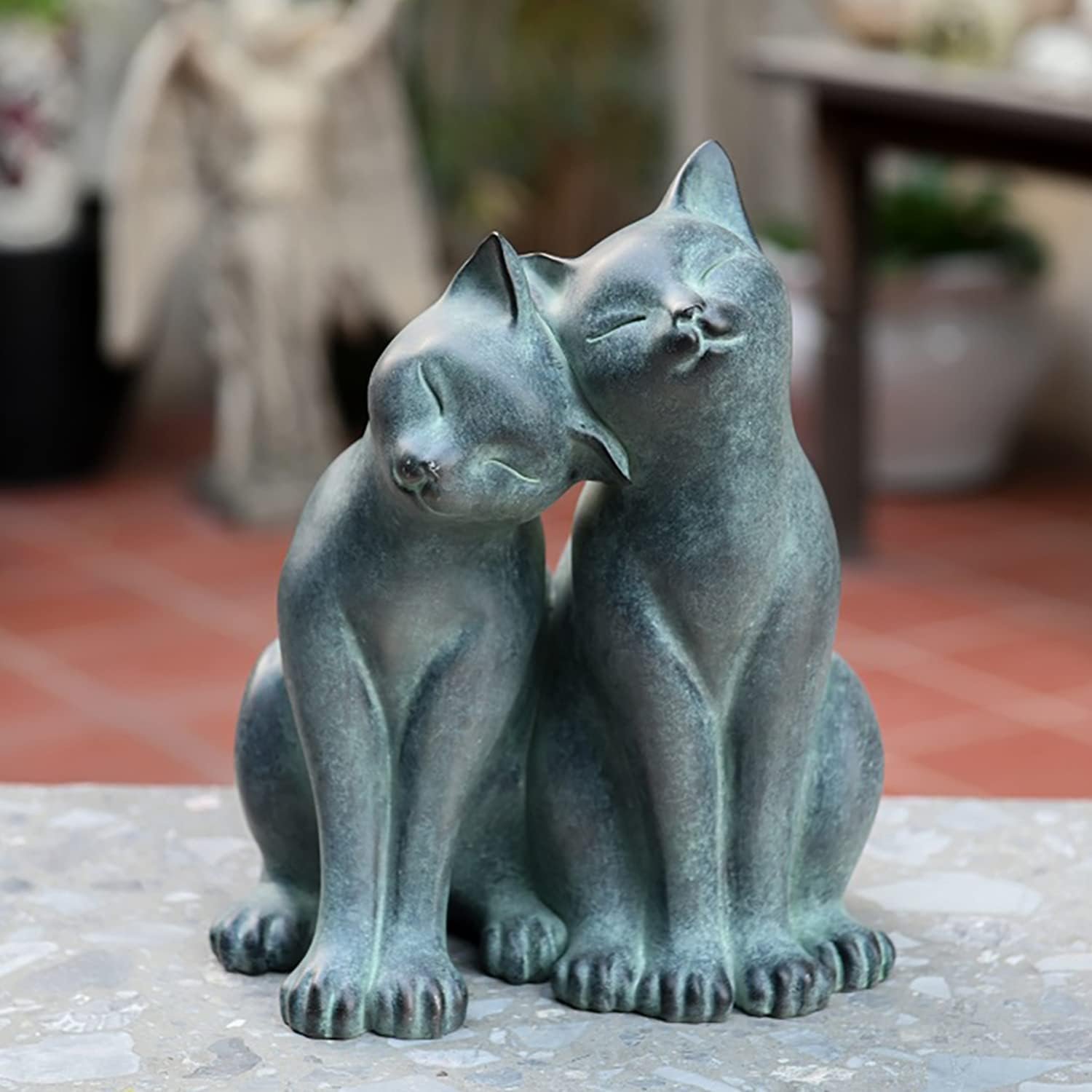 Newman House Studio Garden-Statues Cats Kitten-Couple Figurines Decor – Polyresin Sculpture for Outside Farmhouse Yard, 8.9 * 8.3 * 10.9 Inch