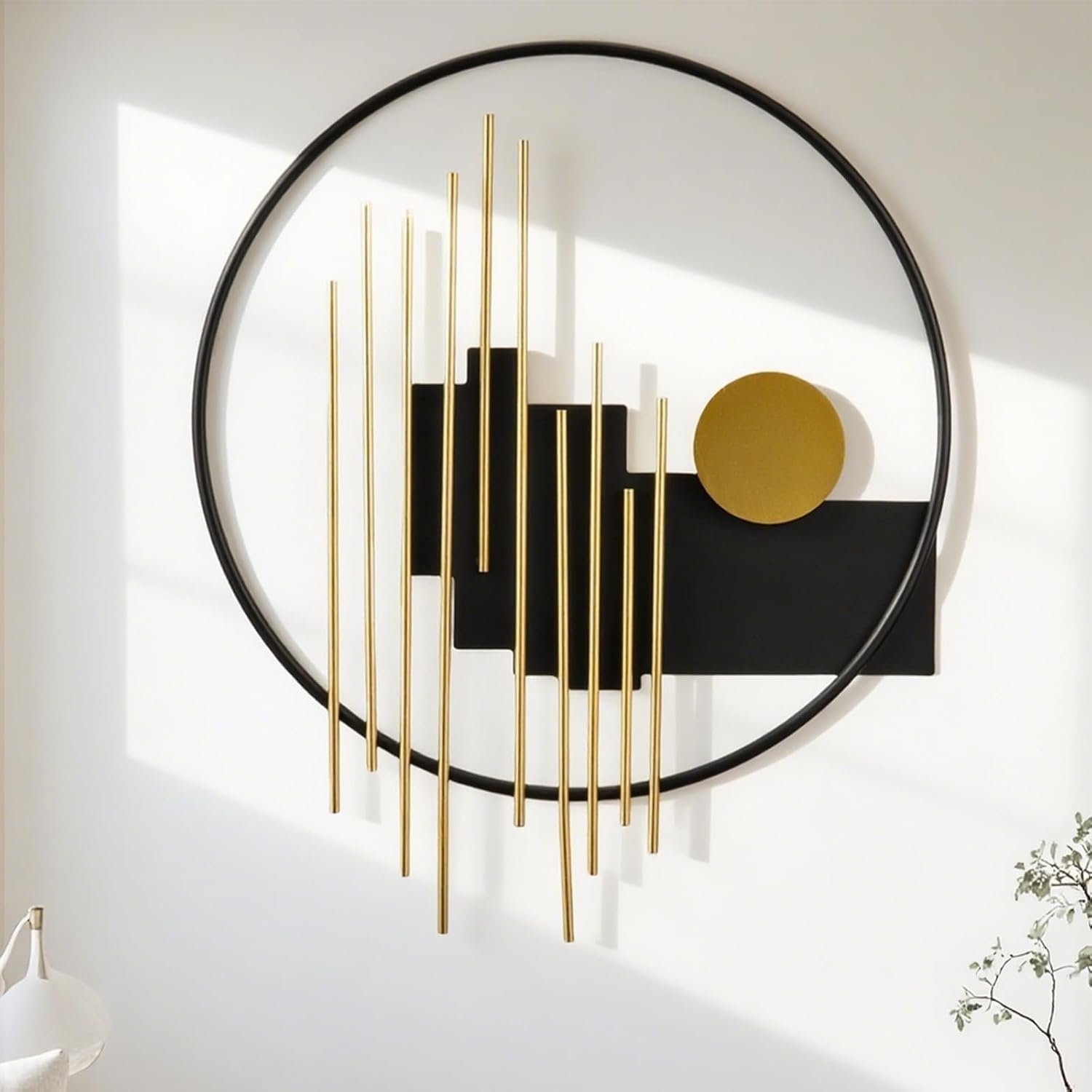 HYVAKUPPA 3D Large Metal Wall Decor Modern Aesthetic Wall Sculptures 19.7”x23.2” Luxury Geometric Circular Decor Wall Art Artwork for Bedroom Dining Living Room Wall Decorations