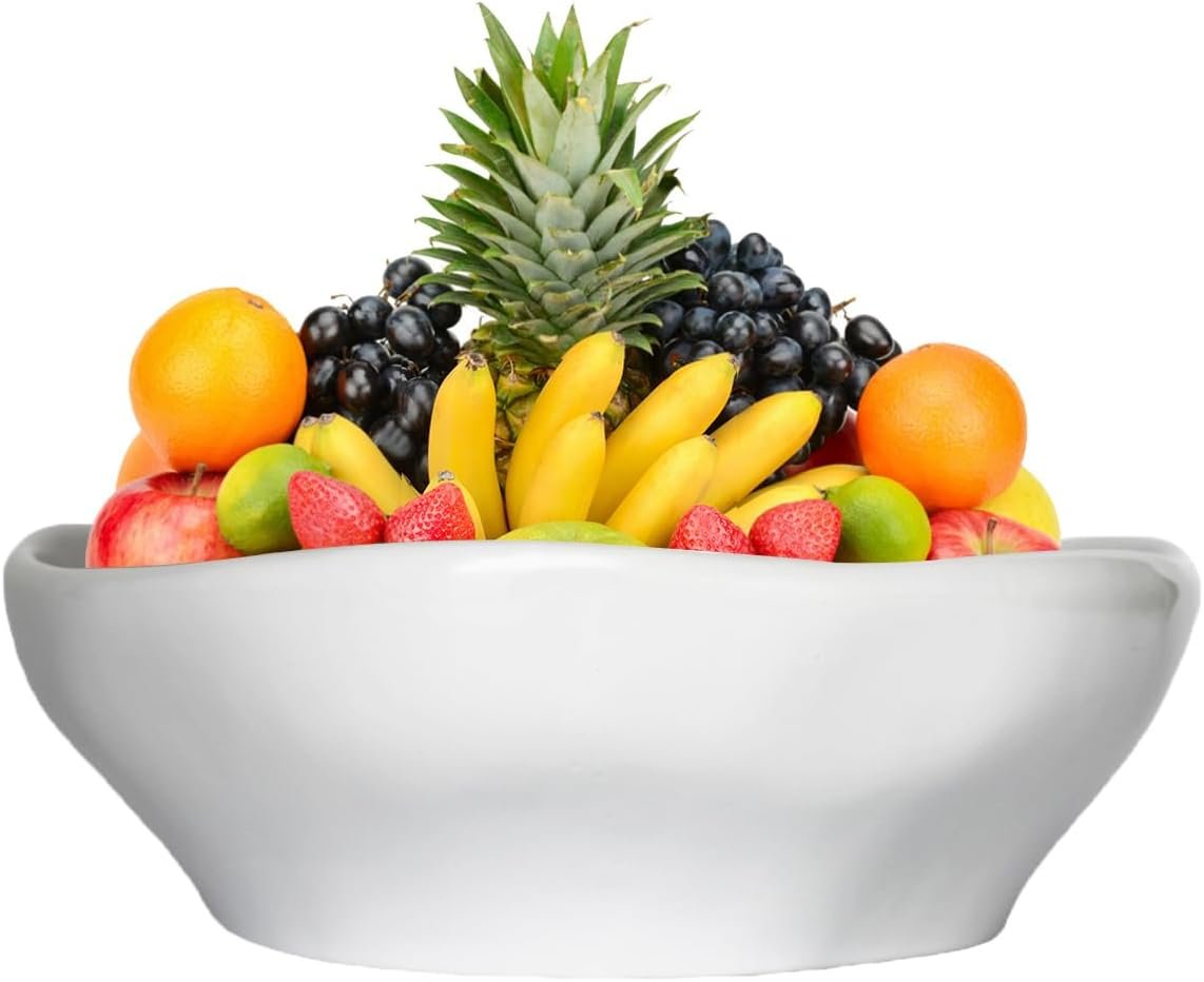 12.2” Fruit Bowl for Kitchen Desktop, Modern Art Bowl,120oz Large Capacity,Can hold up to 10 full-size Baguettes, Grapes,Bananas, Pineapples