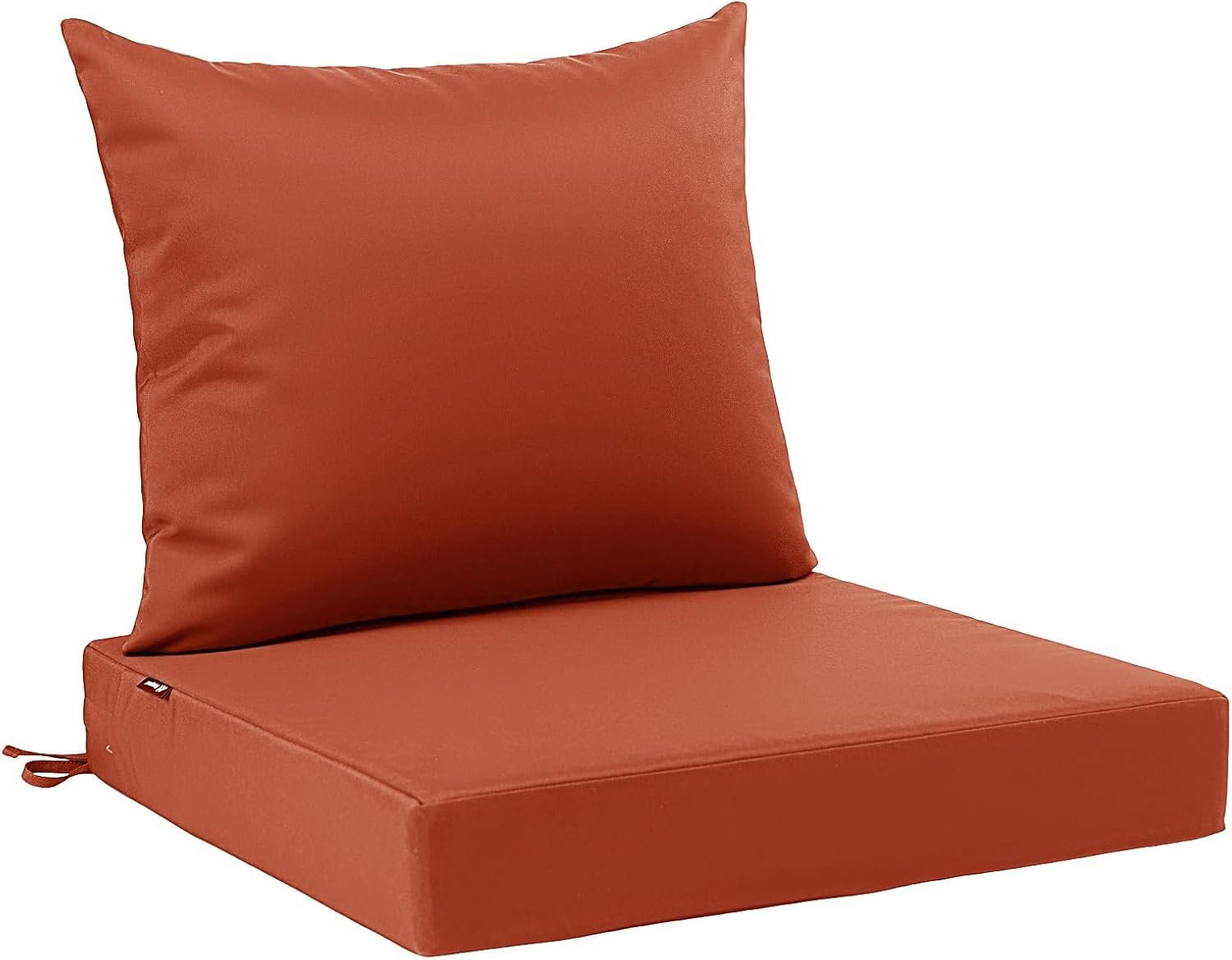 Favoyard Outdoor Patio Seat Cushions Set, 24 x 24 Inch, Waterproof, Red | Fade-Resistant, Removable Cover, Deep Seat & Back Cushion, Tie Straps for Patio Furniture, Garden, Rocking Chair, Sofa Couch