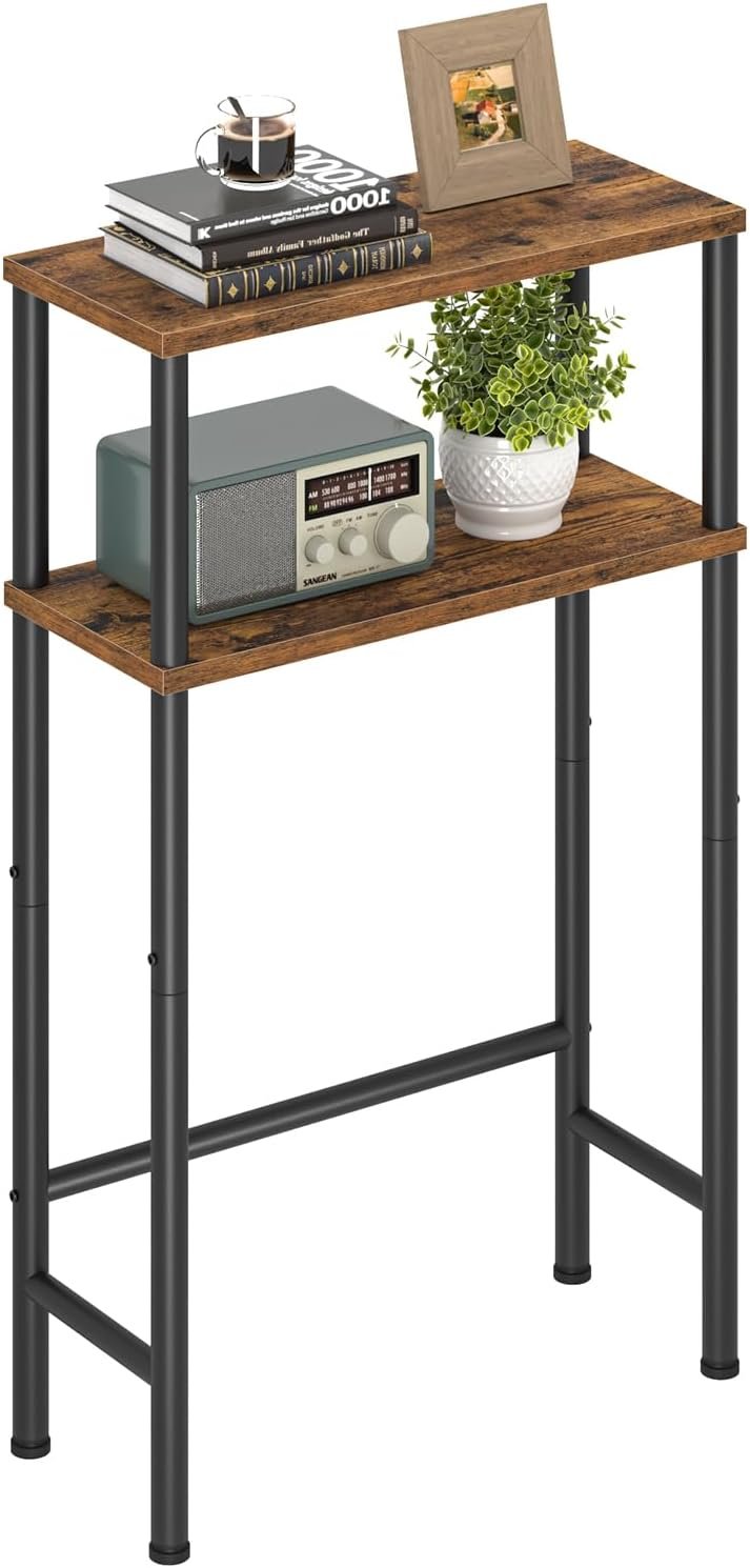 Asgolion Narrow Console Table, 15.7″ Small Entryway Table, 2-Tier | Sofa Table with Storage, Skinny Console Tables for Entryway, Hallway, Bedroom, Living Room, Foyer, Rustic Brown