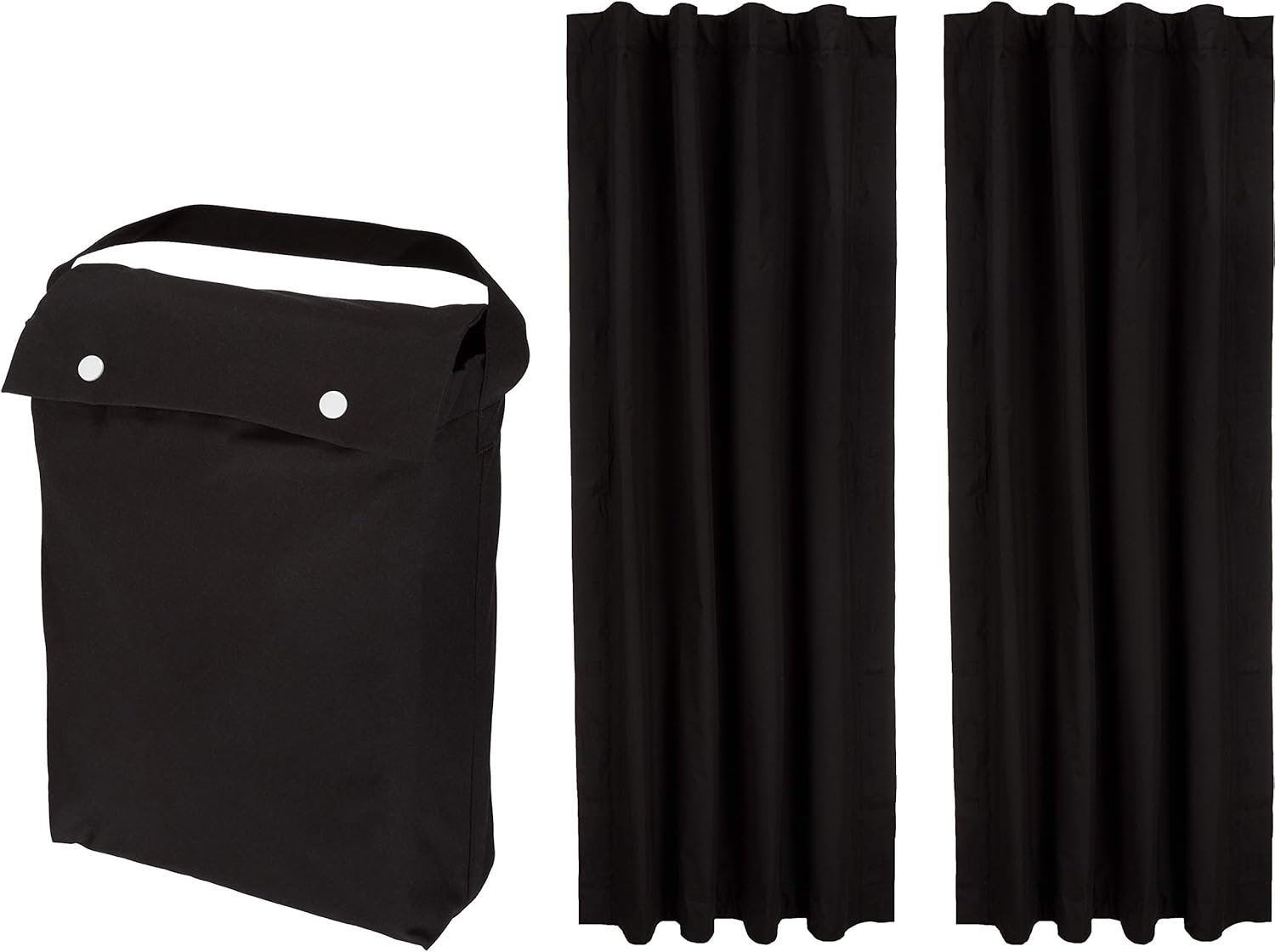 Amazon Basics Portable Energy Saving Noise Reducing Blackout Curtain Shade with Suction Cups, Fits Windows, 50″W x 78″L, Black, 2-Pack