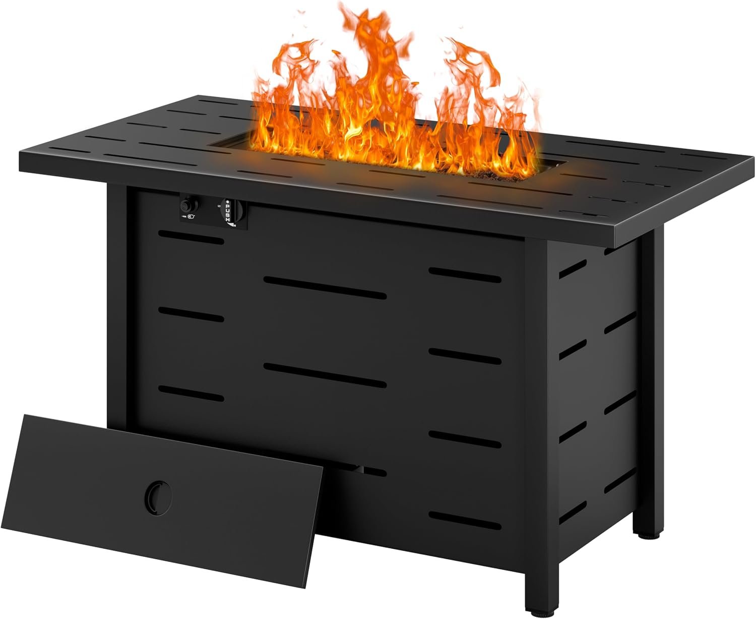 43 inch Outdoor Propane Fire Pit 50,000 BTU Gas Fire Pit Table with Lid, Waterproof Cover, Rectangle Gas Firepit Table for Garden/Patio, CSA Certification