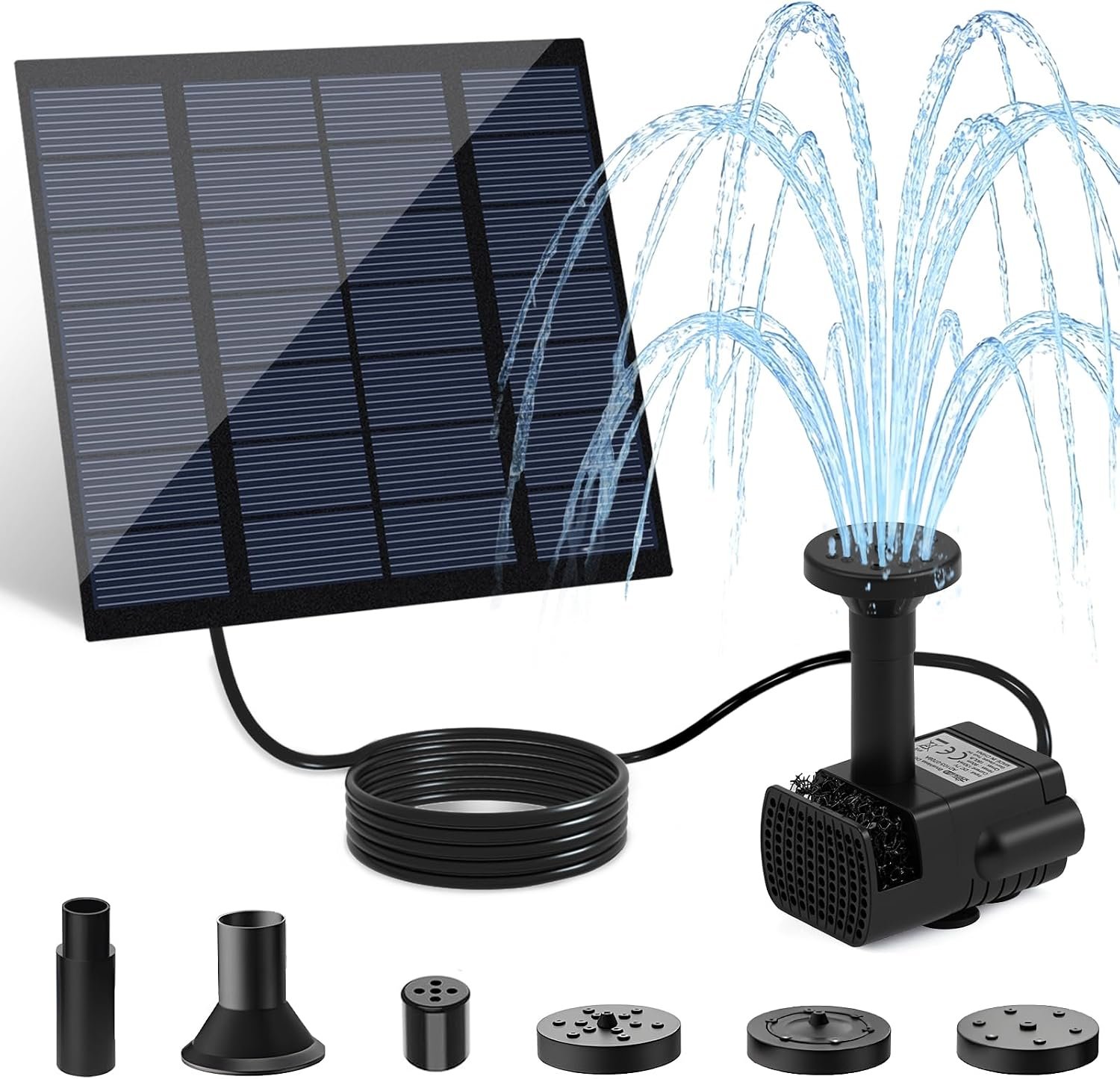 Yeomi Solar Pump for Fountain, 1.8W Outdoor Solar Water Pump with Separate Solar Panel & 9.84Ft Cable, Built-in Filter, Solar Water Fountain for Garden Patio Pond Decoration