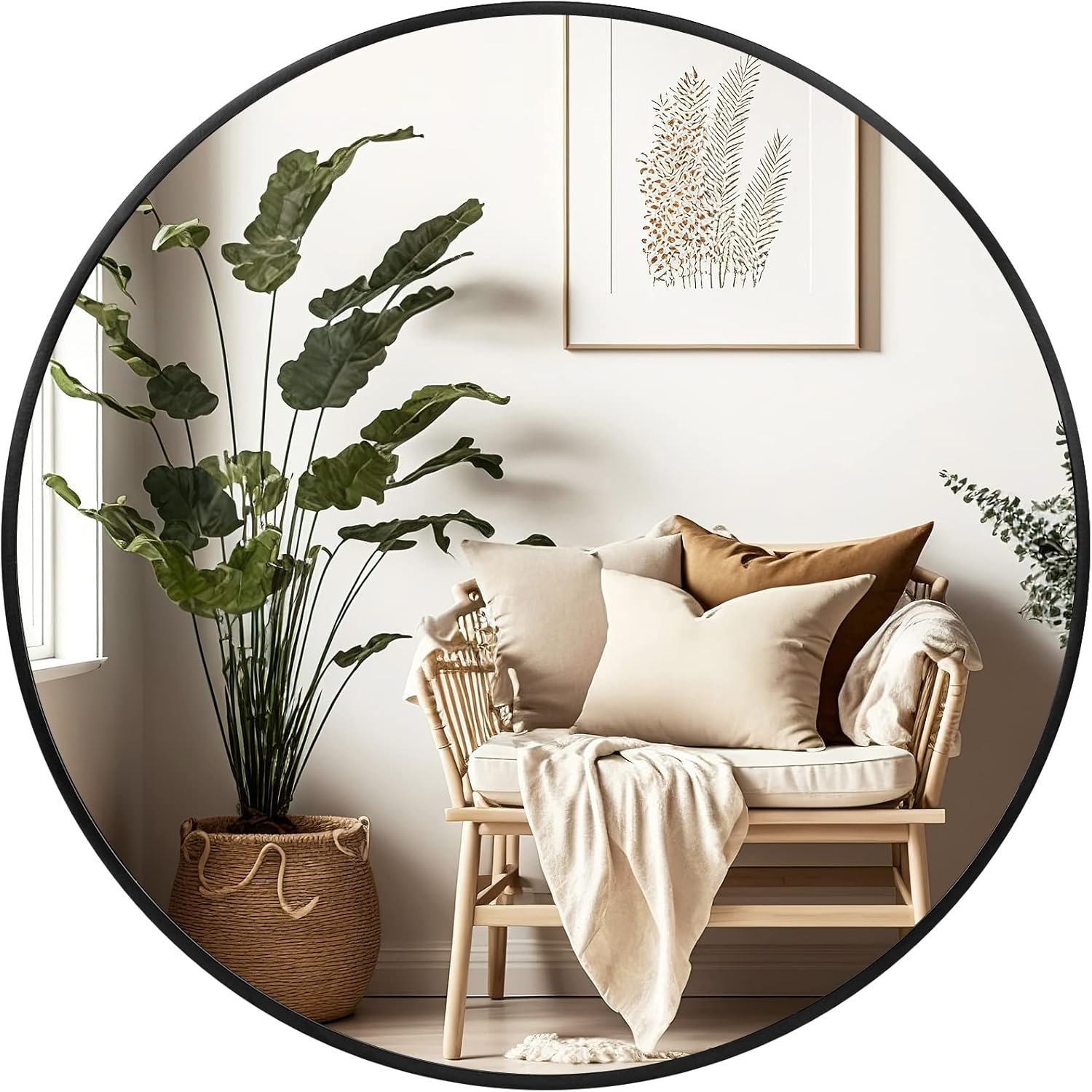 Black Circle Mirror for Wall 20 inch – Round Mirrors for Bathroom, Entryway, Living Room, Hallway, Bedroom Decor, Small Matte Framed