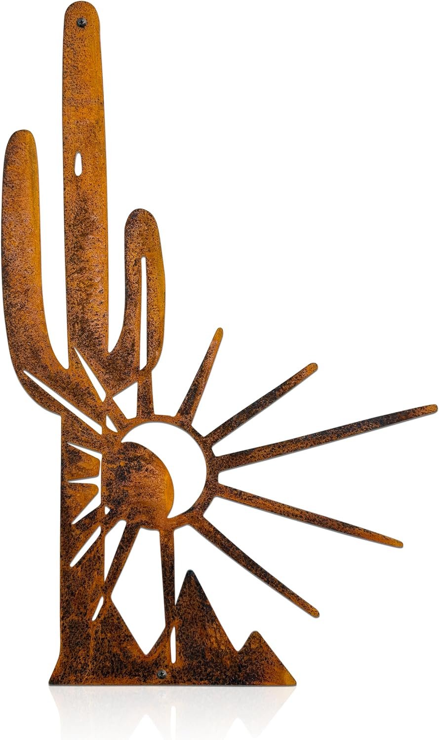 Metal Cactus Wall Decor And Yard Art, Desert Patio Garden Decor, Rustic Desert Saguaro Sunset Art, Southwest And Western Outdoor Decor For Home Living Room Outdoor