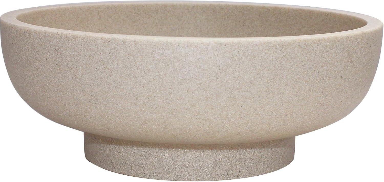 LIN CHUAN Decorative Bowl, Large Fruit Bowl, Sand Beige | Fruit Bowl for Kitchen Counter, Modern Resin Bowl for Home Decor, Key Holder for Entry Table