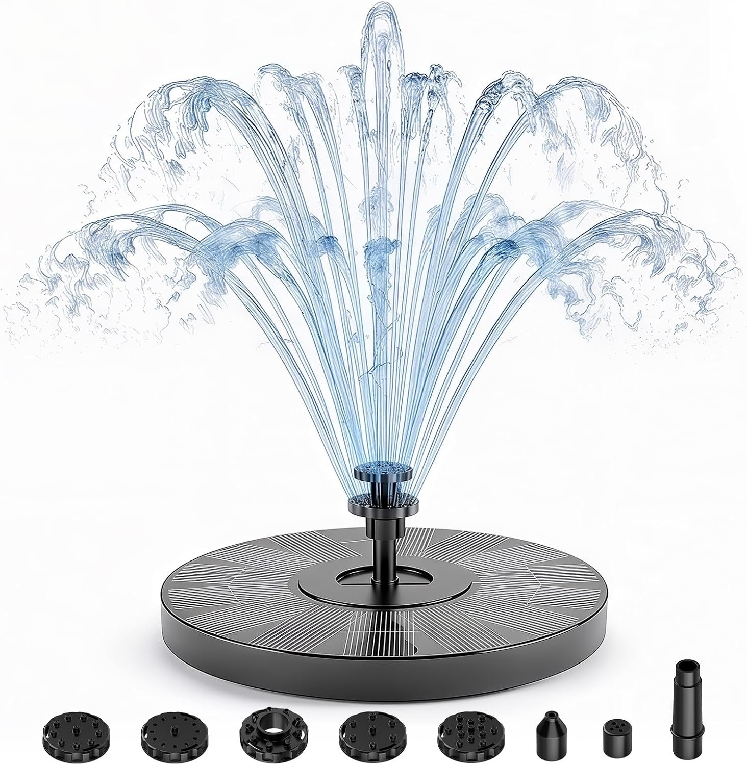 AISITIN 3.5W Solar Fountain for Bird Bath with 6 Interchangeable Nozzles | Floating Solar Water Fountain Pump, Outdoor Solar Water Pump for Garden Pond, Aquarium, Fish Tank, Pool