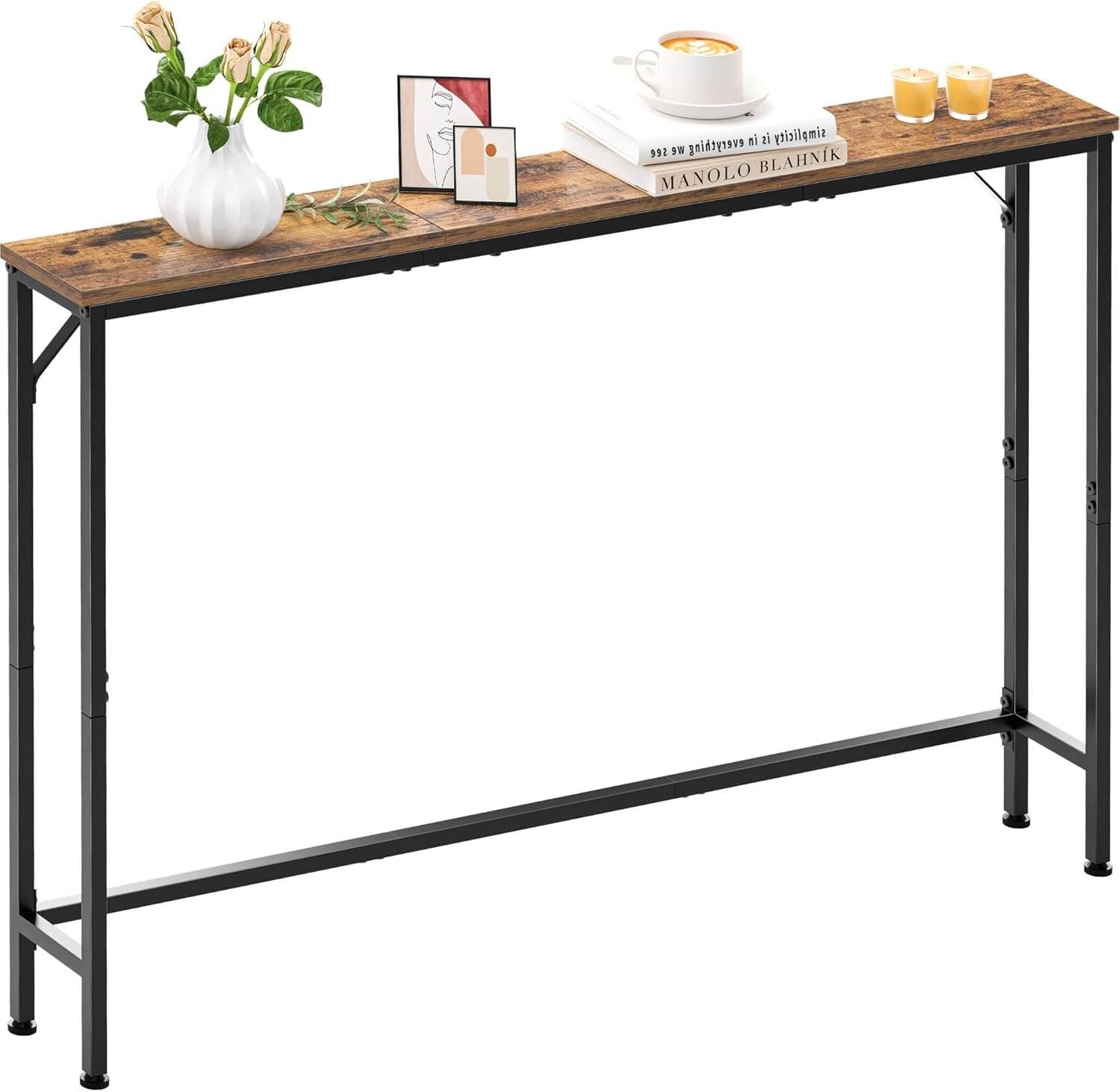 47.2″ Console Table, Narrow Entryway Table, Skinny Sofa Table, Behind CouchTable, Long Skinny Table, DisplayTable for Entryway, Living Room, Foyer, Corridor, Office, Rustic Brown