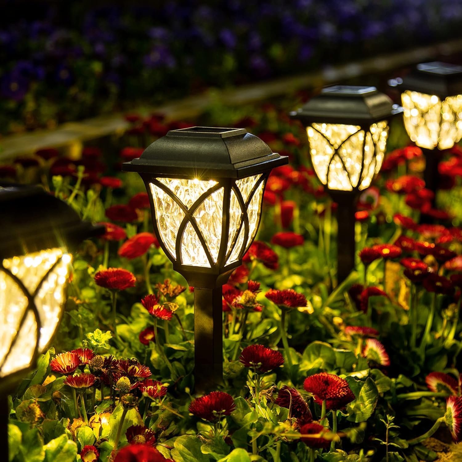 GIGALUMI 6 Pack Solar Lights Outdoor Waterproof, LED Solar Garden Lights | Outdoor Decorations, Garden Decor for Yard, Patio, Landscape, Planter, Walkway (Warm White)
