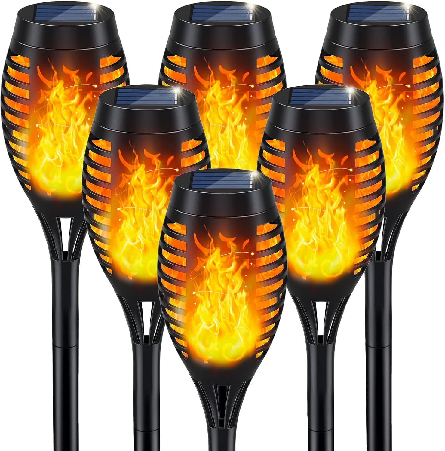 IkeeRuic Solar Torch Light with Flickering Flame for Halloween Decorations | Solar Lights Outdoor for Halloween Decor, Waterproof Solar Garden Lights, Flame Torches for Outside Garden Patio Pathway Yard