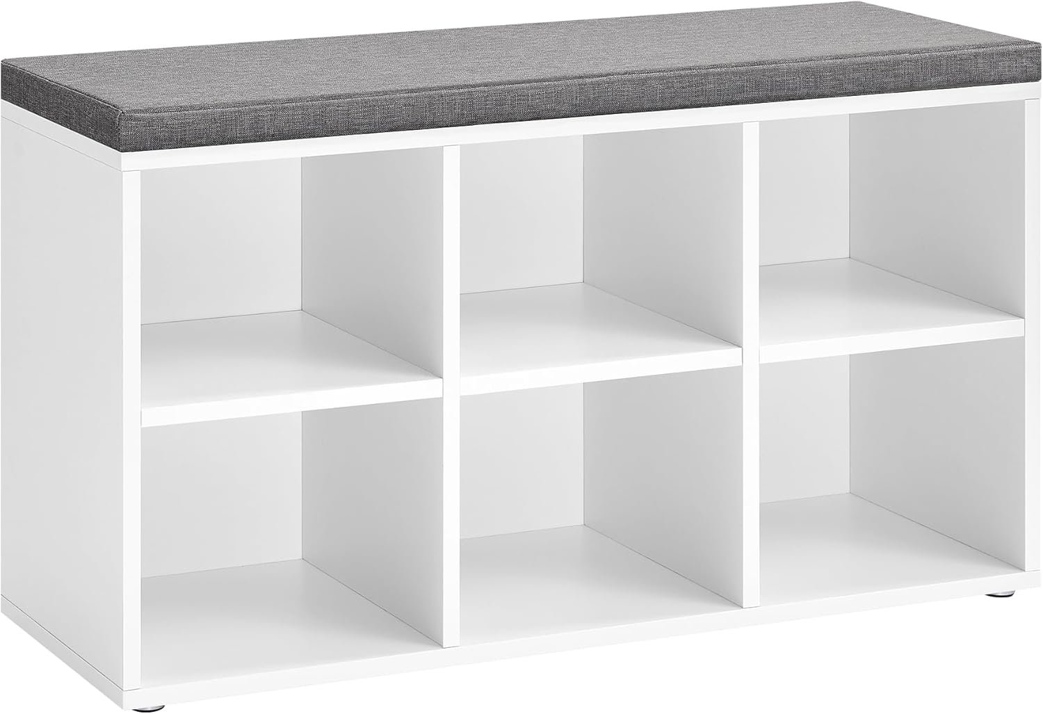 VASAGLE Shoe Bench with Cushion, Shoe Storage Bench with 6 Compartments and 3 Adjustable Shelves, Entryway Bench with Padded Seat, for Bedroom, Closet, Living Room, White ULHS23WT
