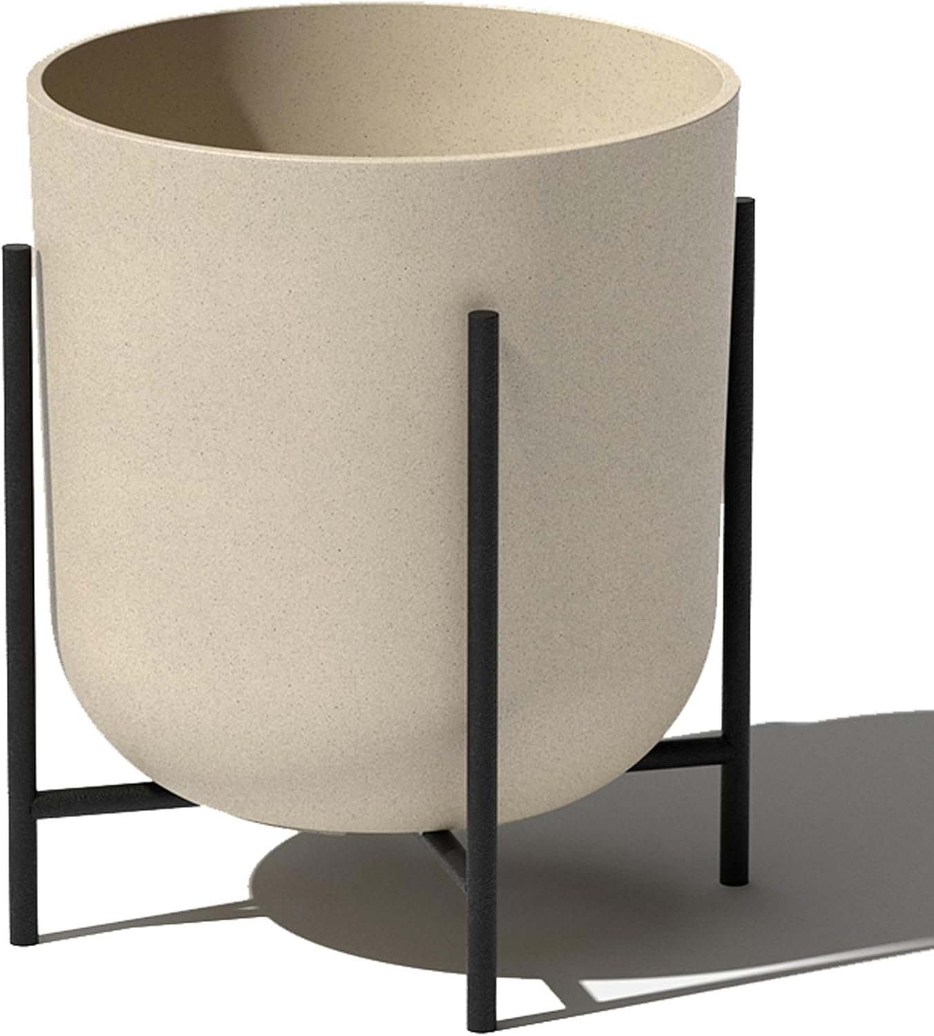 Veradek Mason Series Raised Lima Planter – Round Planter with Stand | Made From a Durable Plastic-Stone Composite & Comes With Metal Stand. Modern Porch/Patio Décor