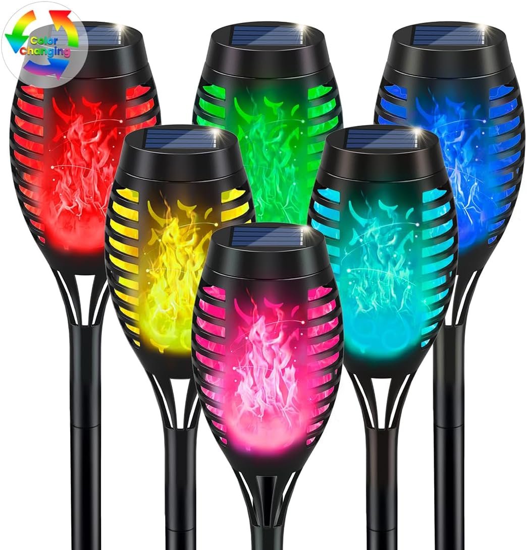 Christmas Decorations Outdoor, Multicolor Flickering Solar Christmas Lights | Flickering Flame Solar Torch Light for Xmas Decor, Solar Powered Christmas lights Waterproof for Yard Pathway Christmas Decor