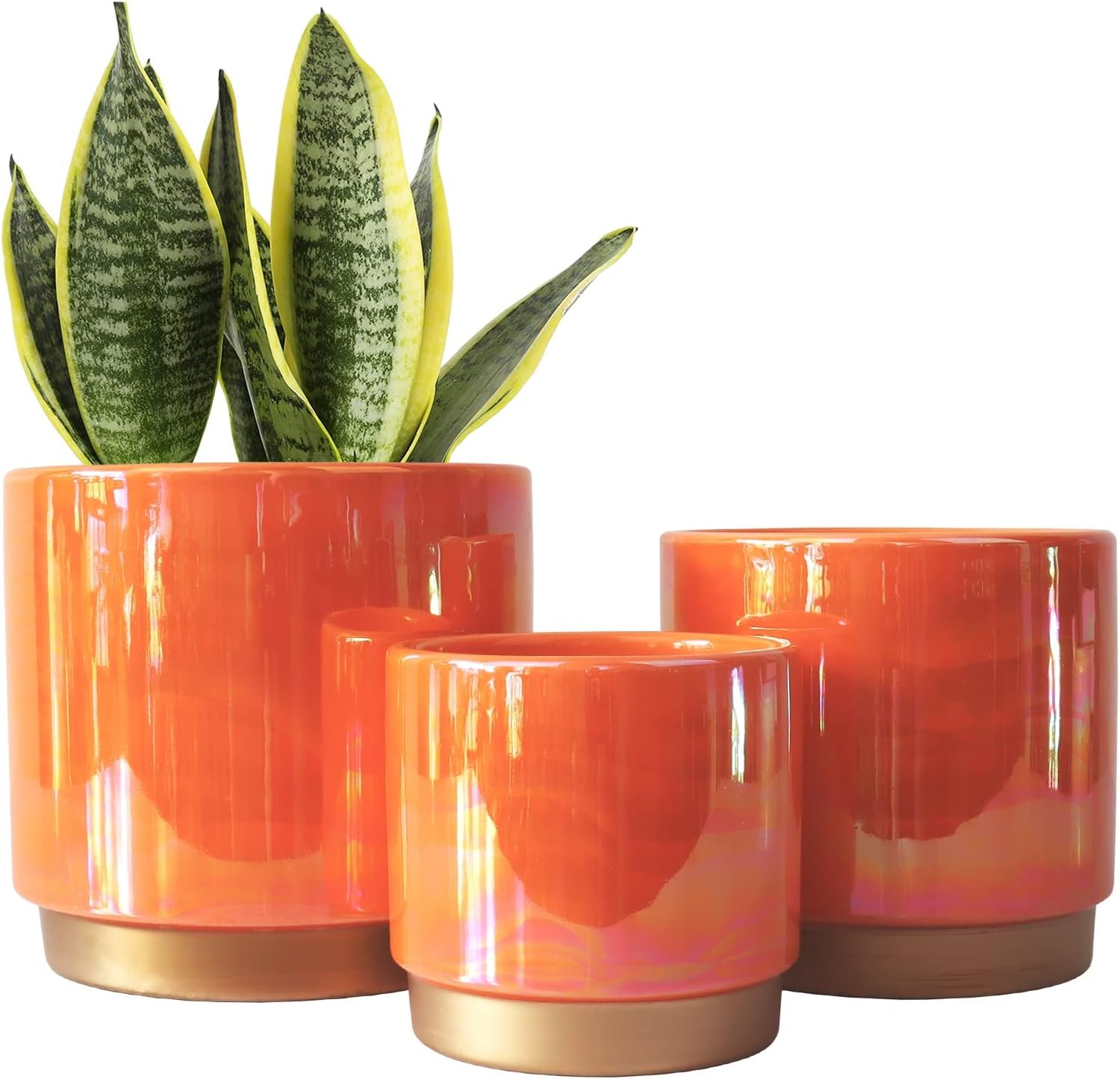 Gepege Ceramic Plant Pots for Indoor Plants, Planters with Drainage Holes | Ceramic Pots with Removable Rubber Stoppers, Set of 3 for Flowers, Succulents, Herbs, Cactus and Houseplants