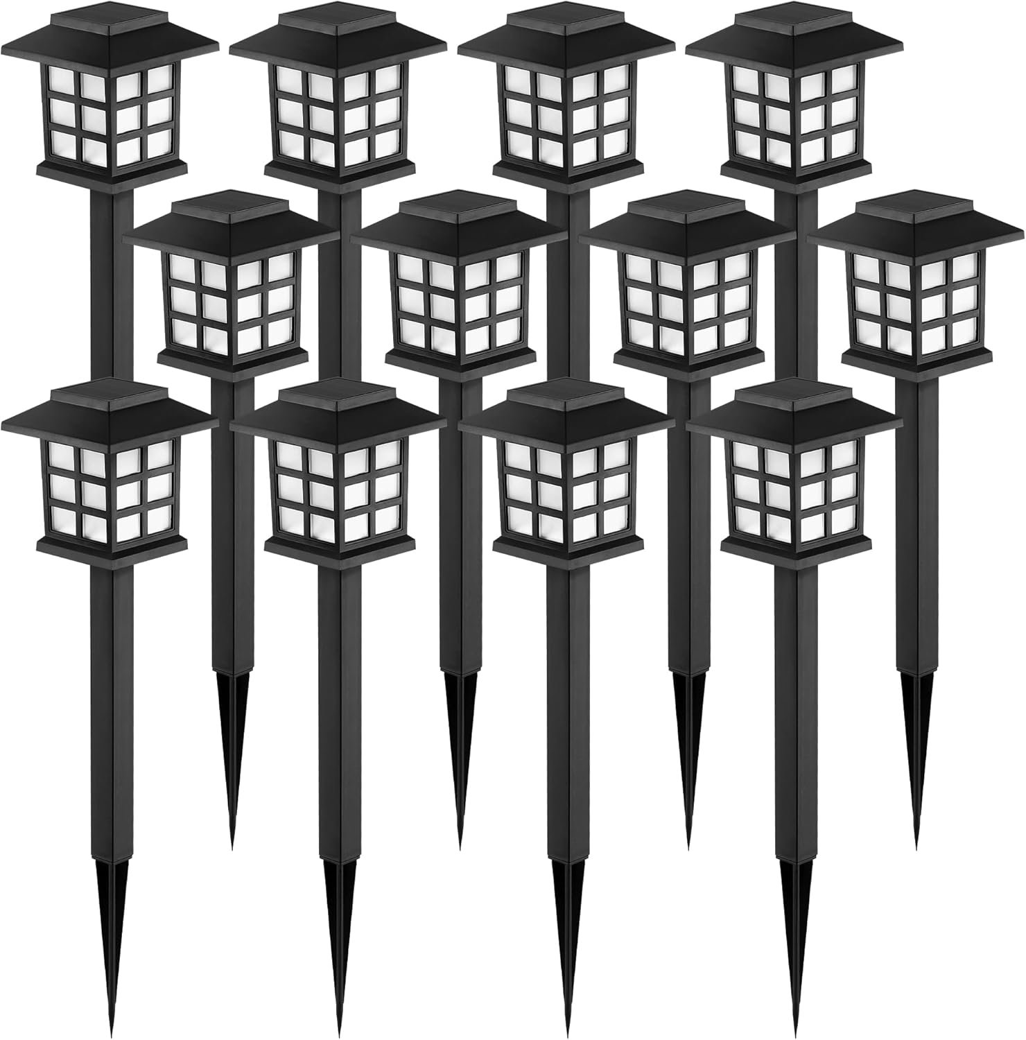 GIGALUMI Solar Lights Outdoor Waterproof 12 Pack, LED Garden Decor | Warm White LED Solar Garden Lights Outdoor Decor, 8 Hours of Landscape Lighting for Garden