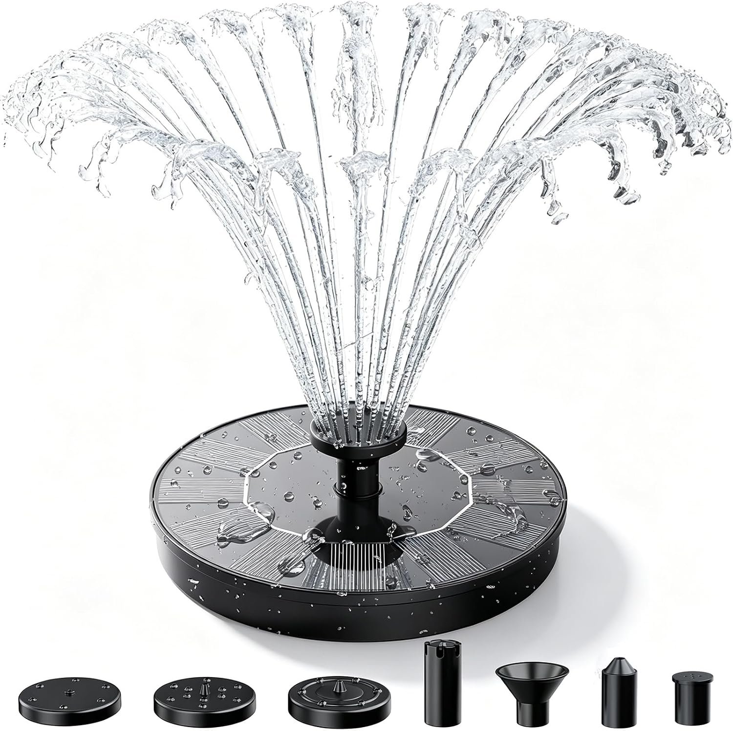 AISITIN Solar Fountain Pump with 6 Nozzles, 2026 Solar Bird Bath Fountains | Upgraded Floating Solar Water Fountain for Garden, Pond, Pool, Fish Tank, Backyard & Outdoor