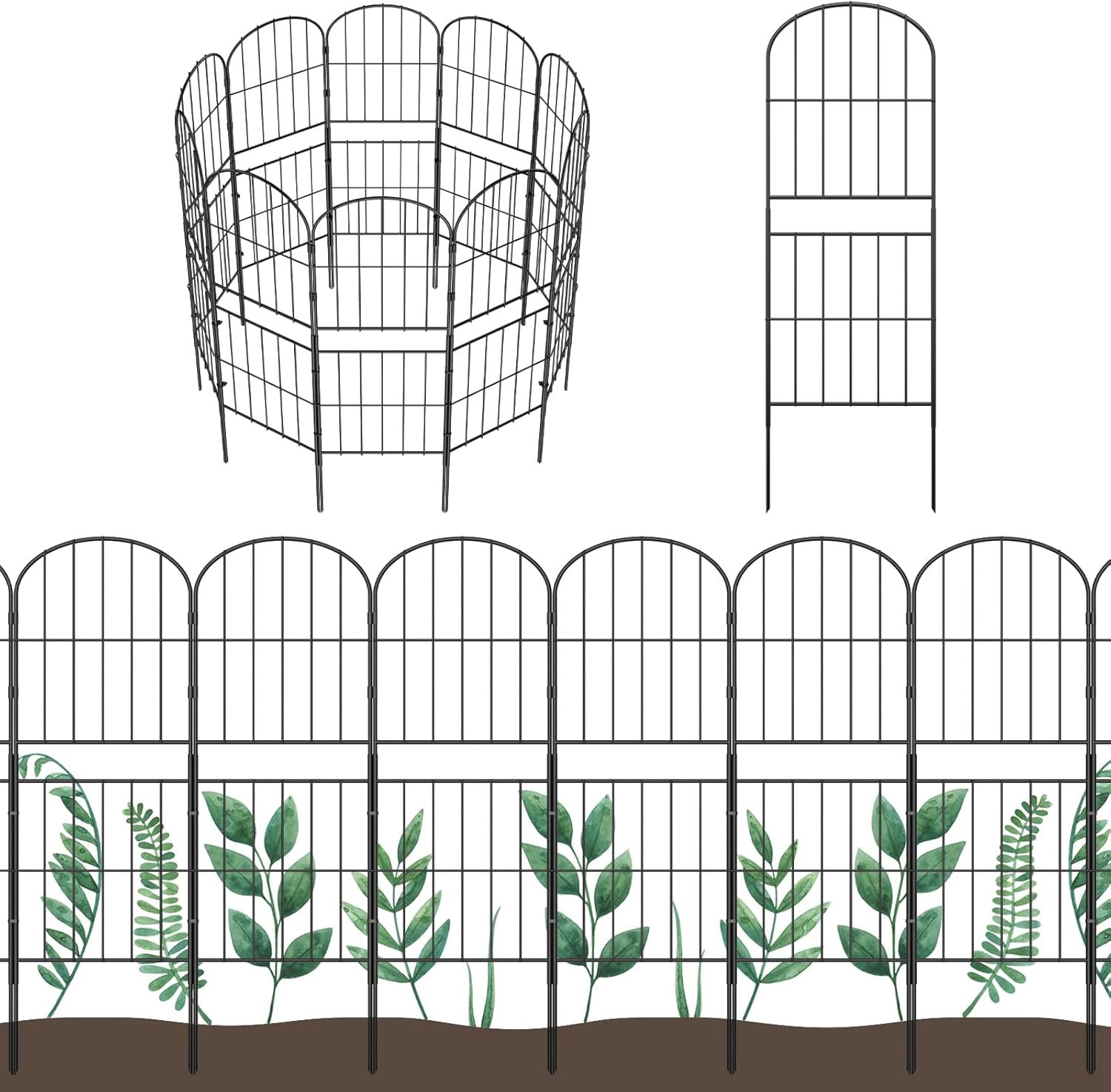 Decorative Garden Fence Fencing 36in (H) x 10ft (L) Animal Barrier for Dog | Rustproof Metal Wire Panel Border, Flower Edging for Yard Landscape Patio Outdoor Decor, Arched