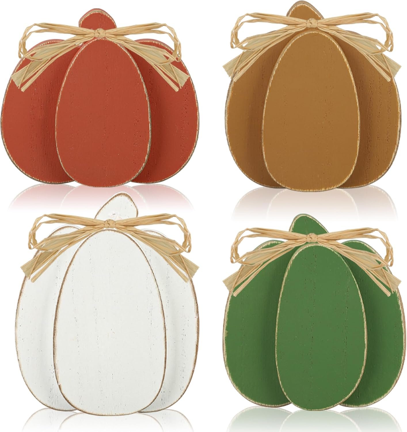 4 PCS Fall Pumpkin Wooden Signs 3D Pumpkin Tabletop Sign Thanksgiving Tiered Tray Decor Farmhouse Pumpkins Wood Block Centerpieces for Fall Autumn Thanksgiving Harvest Home Kitchen Party Decor