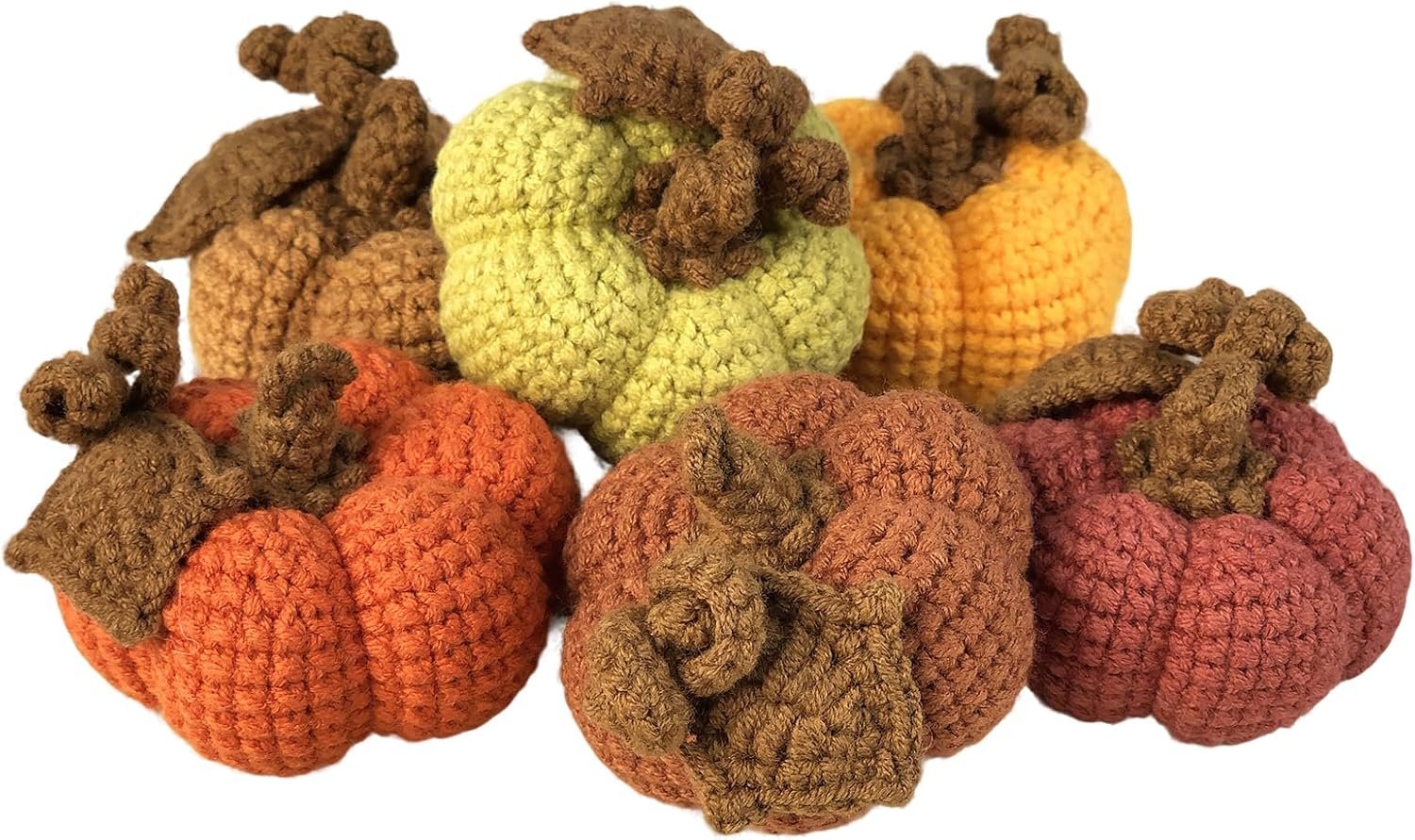 Joekaran Crochet Mini Pumpkins Set of 6, Fall Decor, Thanksgiving Autumn Home Decoration, Handmade Farmhouse Decorative Cute Pumpkins, Gifts for Women Friend, Table Centerpiece Bowl Filler