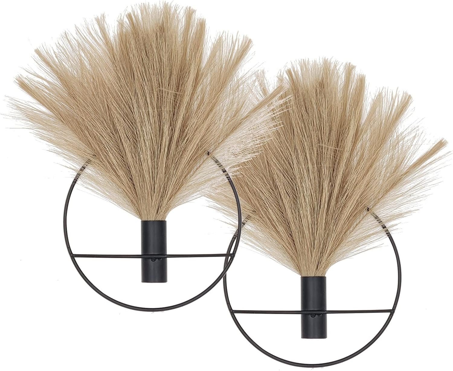 Pretty Jolly Boho Wall Decor, Wall-Mounted Metal Art, Hanging Artificial Pampas Display, Living Room, Bedroom, Bathroom, Diningroom, Fake Faux Plant 2 Pack Black Brown | Morden Artificial Greenery Display，2 Pack Coffee Hanging Planter For Living Room, Bedroom, Bathroom, Dining room