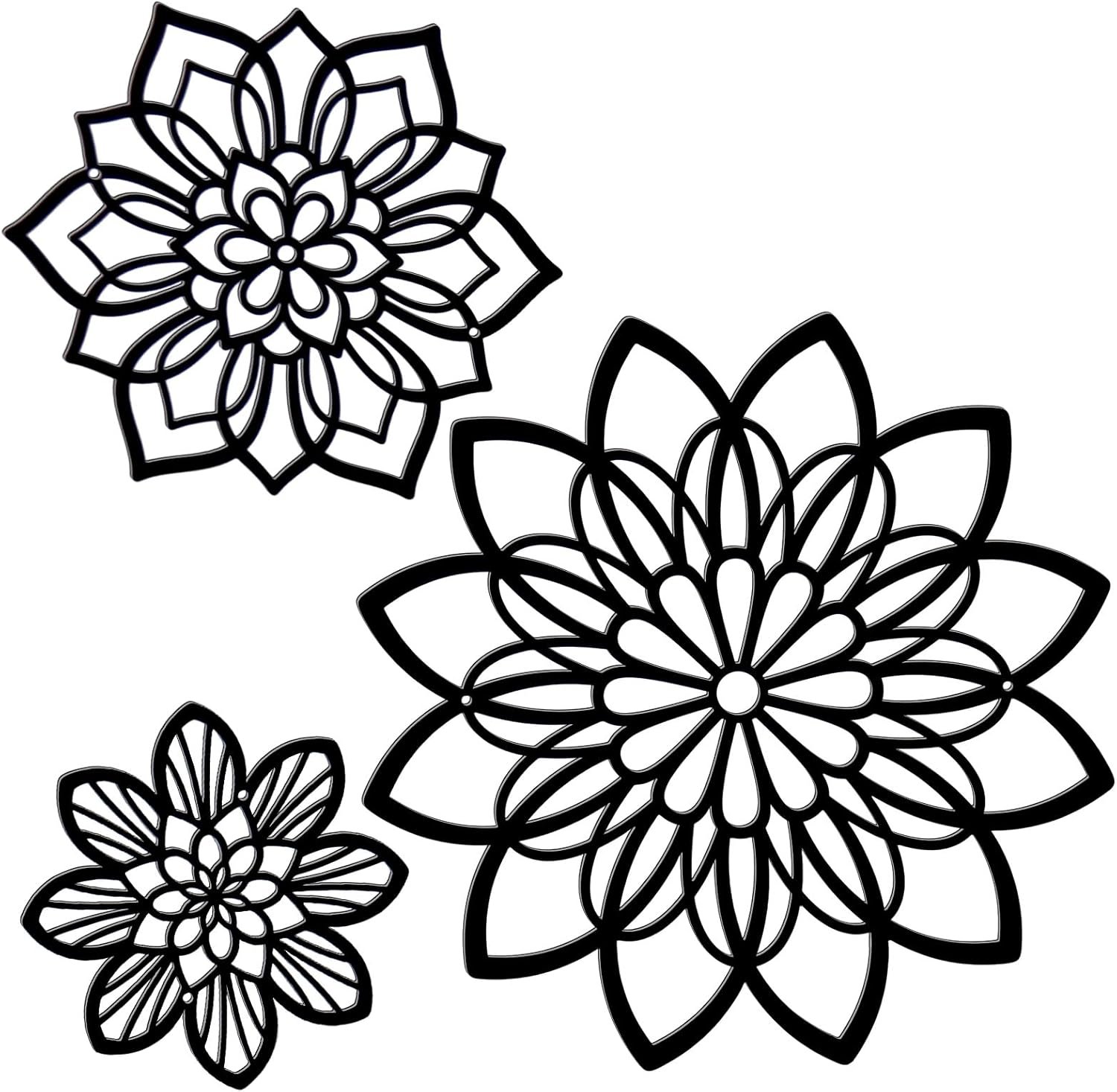 Zzbakress 3 Pcs Metal Flowers Wall Art Bathroom Wall Decor (Black Elegant) | Farmhouse Flower Bathroom Decor Wall Decorations For Bathroom, Living Room, Office, Kitchen, Hallway And Outdoor