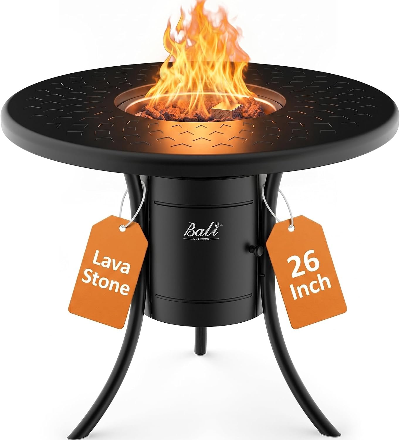 BALI OUTDOORS Dual 1-Pound Propane Fire Pit Outside | 26 inch Outdoor Fire Pit Black, Round Firepit Table for Outside Patio
