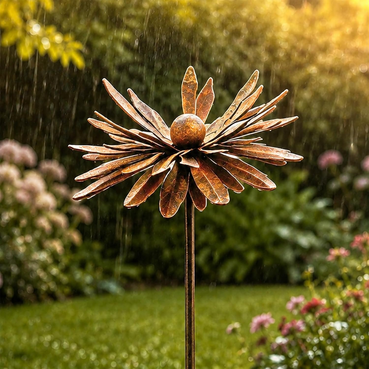 Decorative Garden Stakes, Metal Flowers for Outside Yard Art Decor, Rustic Flower Sculptures for Lawn Patio Backyard (1, Style 1)