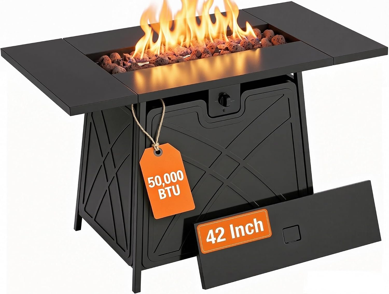 BALI OUTDOORS Propane Fire Pit Patio | Outdoor Fire Pit Table Large Firepits for Outside Black