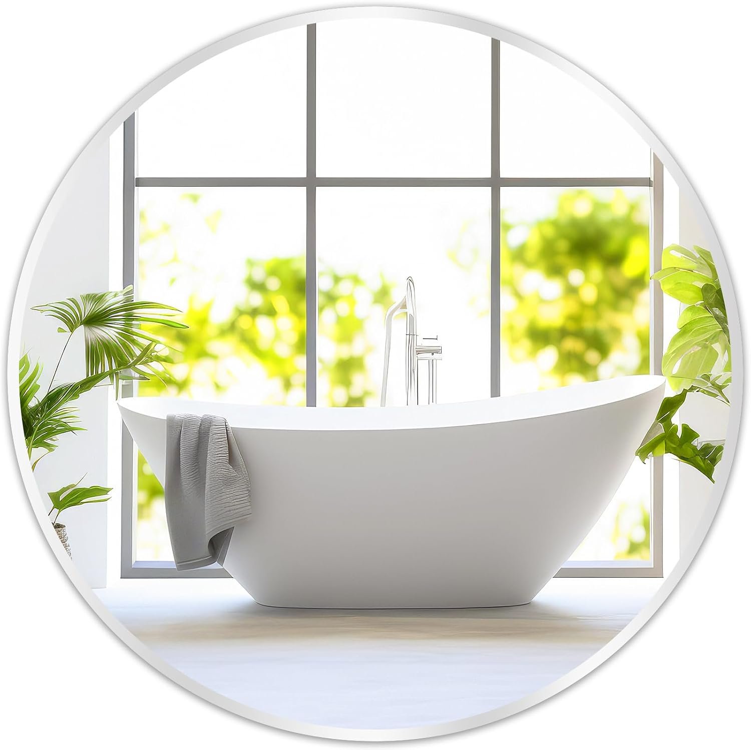 Silver Round Mirror 30 Inch – Big Circle Mirror for Bathroom, Living Room, Hallway, Entryway, Matte Aluminum Frame Circular Mirrors for Wall Decor