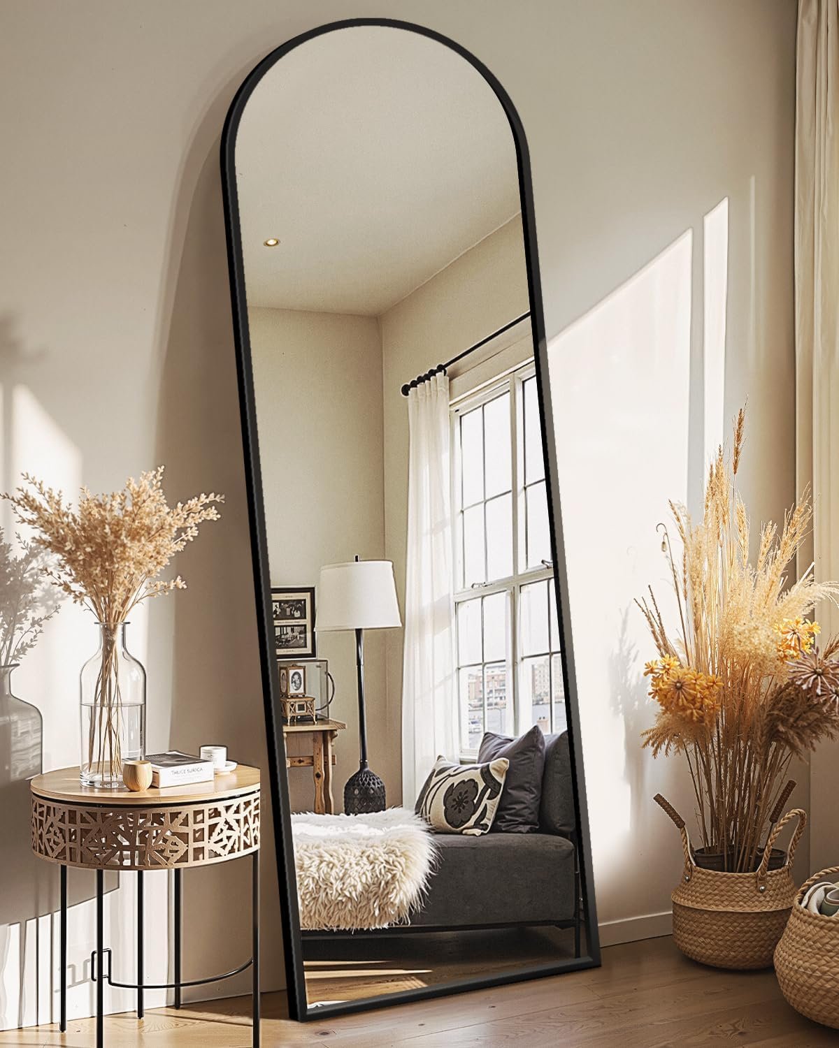 Arched Mirror Full Length,Standing Mirror Full Body,Large Floor with Stand for Wall Entryway Door Bedroom Bathroom Living Room