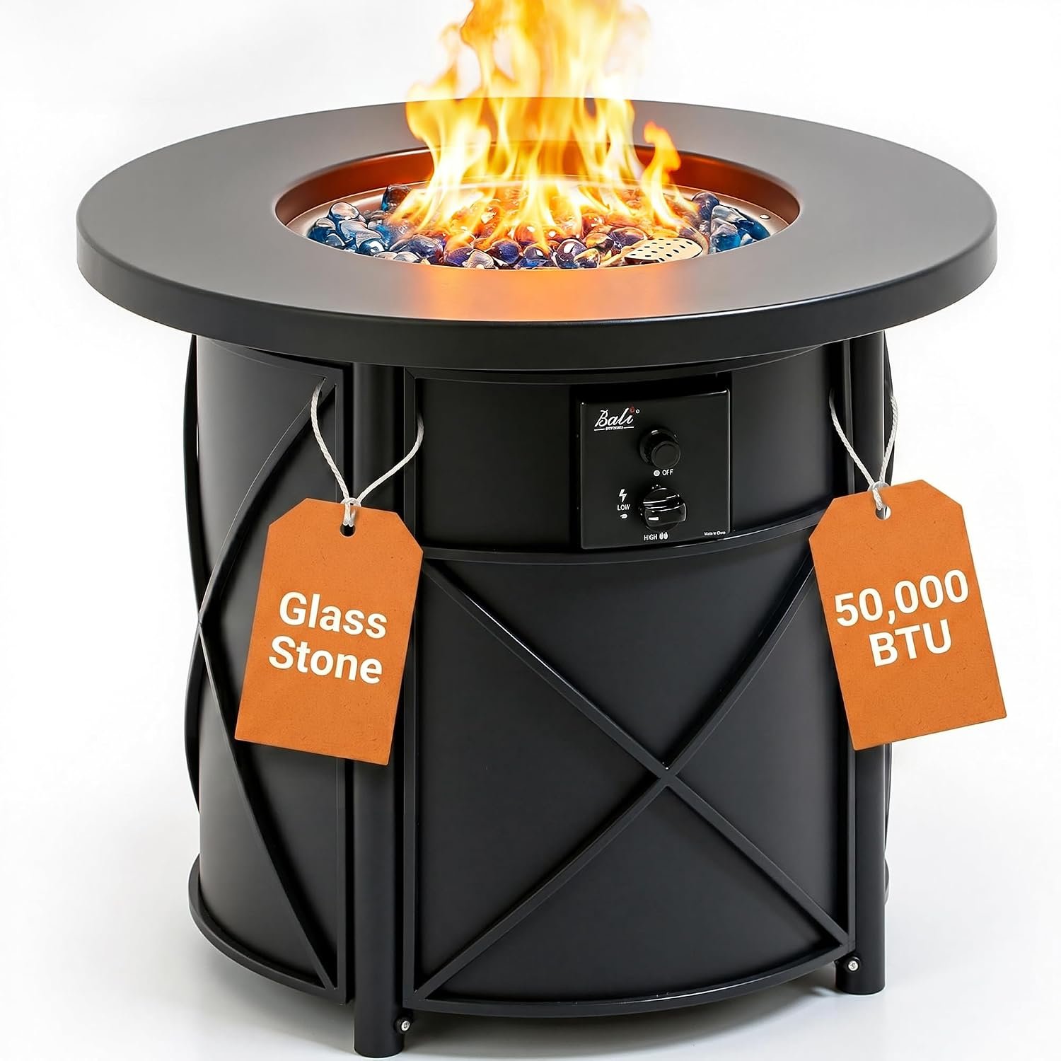 BALI OUTDOORS 50000 BTU Propane Fire Pit for Outdoor | 30 in Fire Pit Table Outdoor, Round Firepits for Outside Backyard, Patio