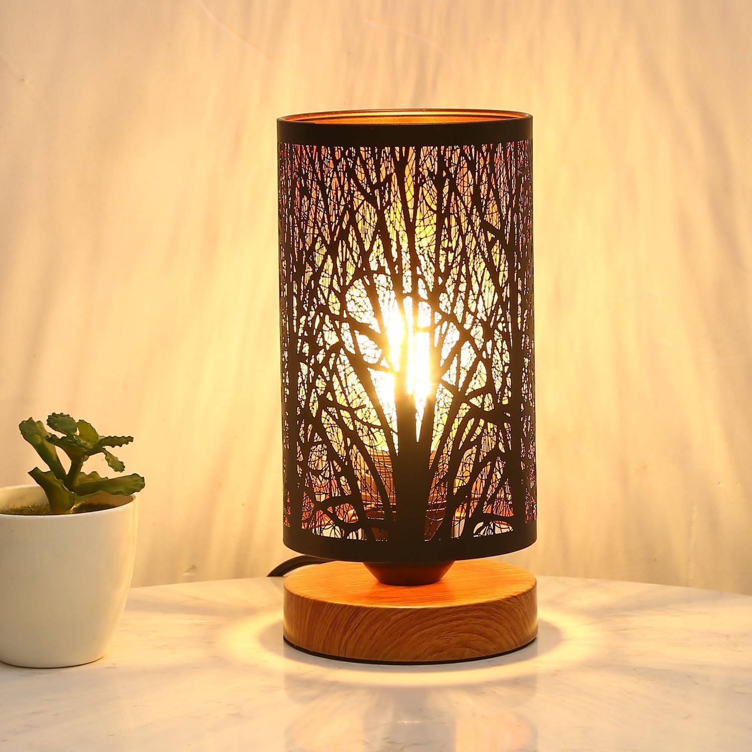 Black Rustic Table Lamp for Bedroom Small space Farmhouse Dimmable Bedside Lamps for Night stand Desk , Industrial Nightstand lamp with Metal Lampshade for Living Room Decoration bulb included