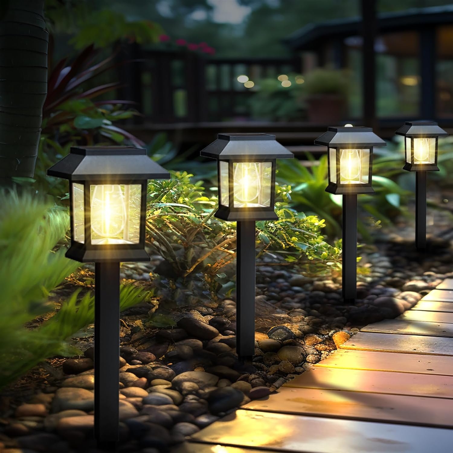 Solar Lights Outdoor,12 Pack 3000K Waterproof Auto On/Off Solar Pathway Lights for Your Garden, Landscape, Path, Yard, Patio, Driveway,Walkway Decor