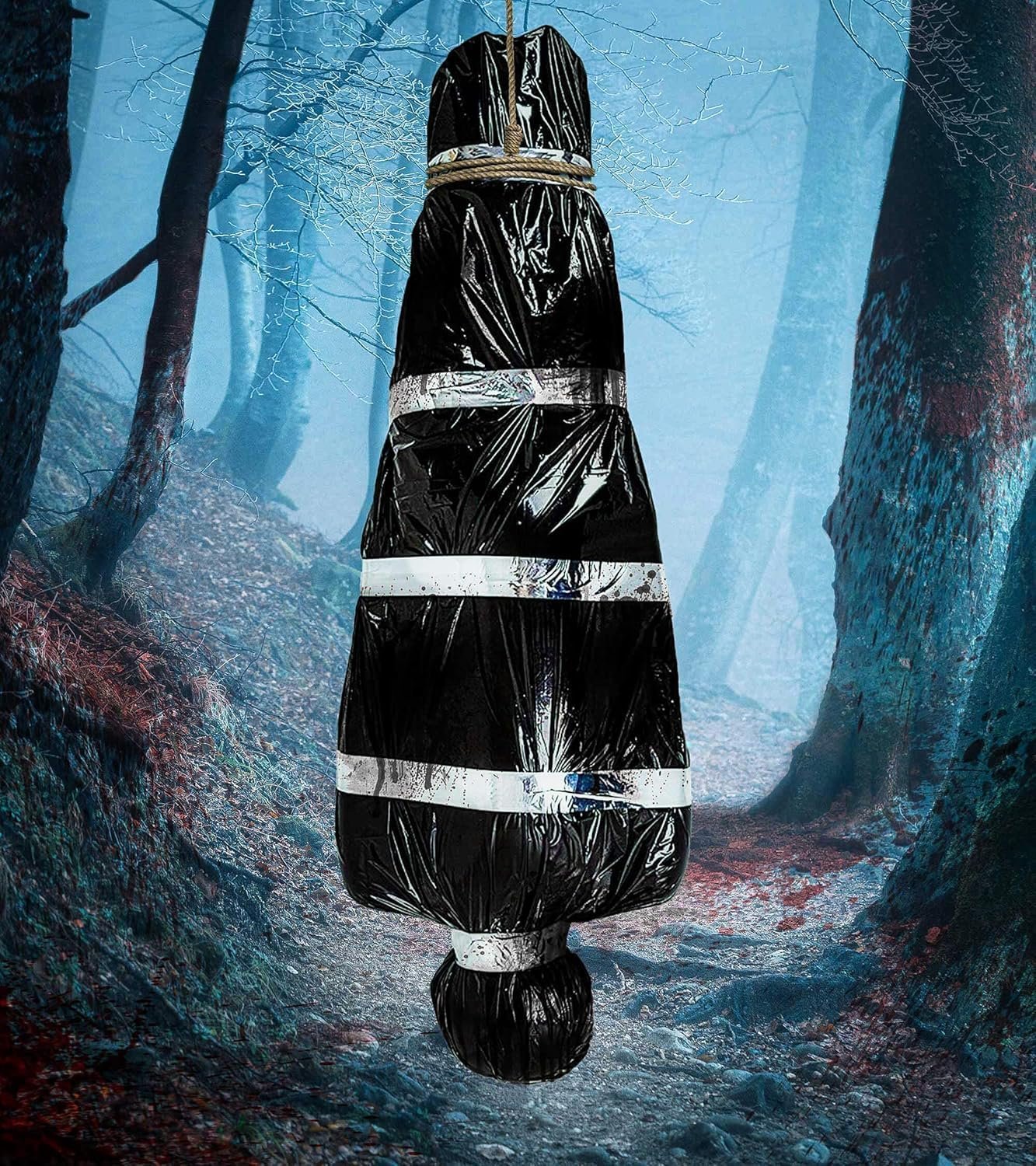 AnanBros 5ft Hanging Corpse Dead Victim Props Halloween Decorations Outdoor | Haunted Creepy House Halloween Decor, Scary Halloween Decorations Clearance, Outdoor Halloween Inflatables Yard Decorations